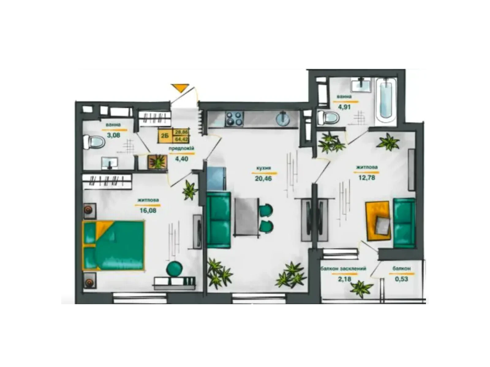Продается 2-комнатная квартира 67.2 кв. м в Киеве, ул. Ивана Выговского(Маршала Гречко), 10Б - фото 1