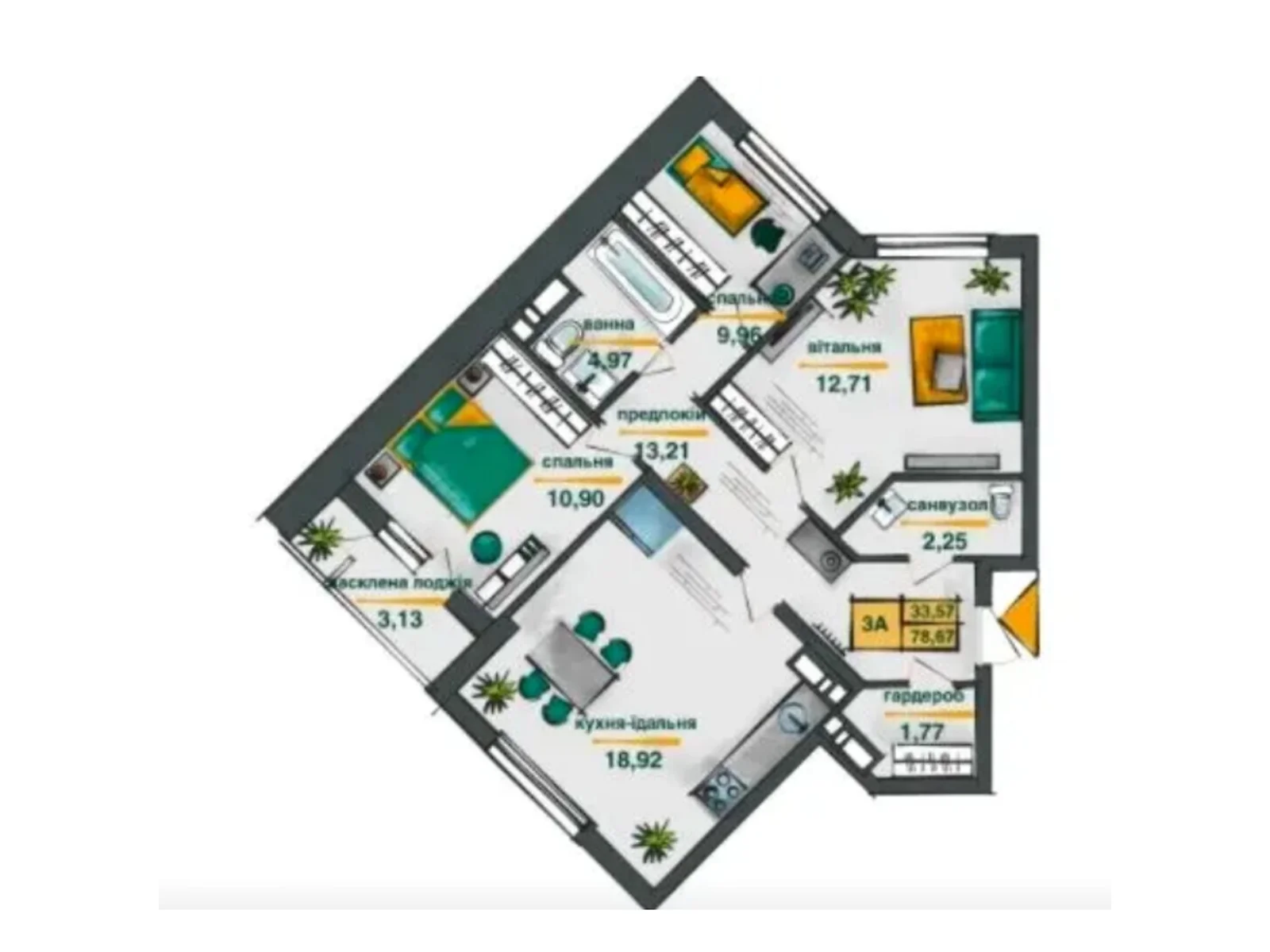 Продается 3-комнатная квартира 81.6 кв. м в Киеве, ул. Ивана Выговского(Маршала Гречко), 10Б - фото 1