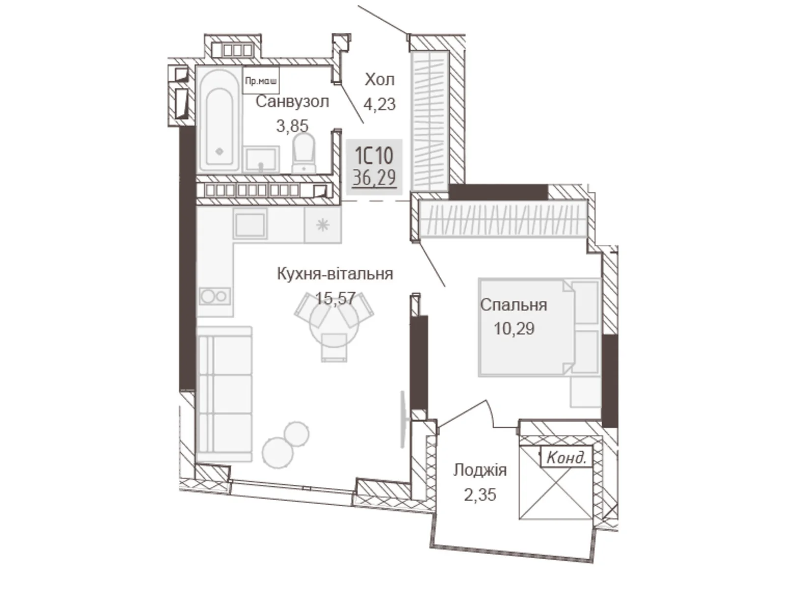 Продается 1-комнатная квартира 68.1 кв. м в Ровно, ул. Вышиванки(Орлова), 2 - фото 1