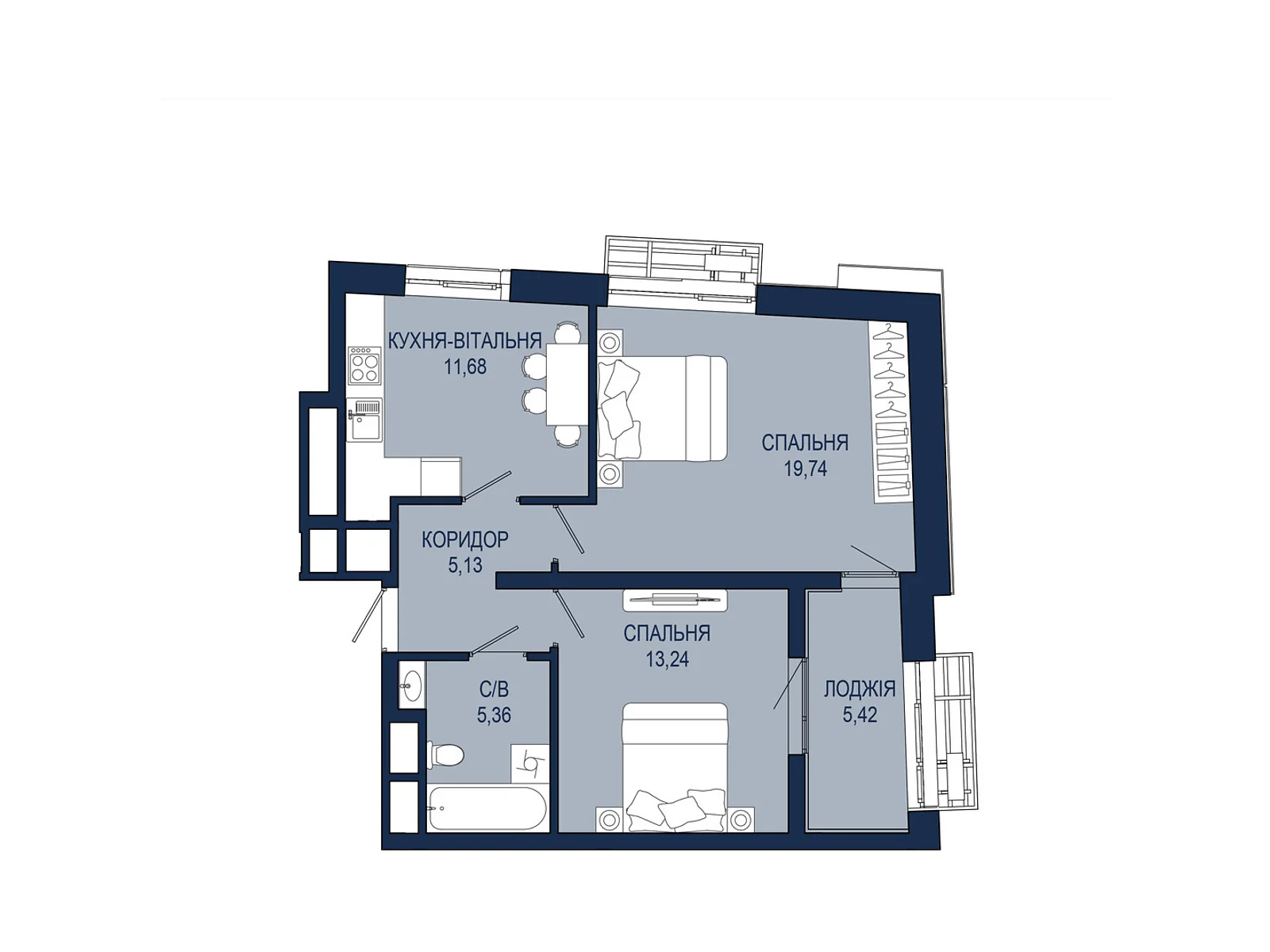 Продается 2-комнатная квартира 60.57 кв. м в Львове, ул. Княгини Ольги, 120 - фото 1