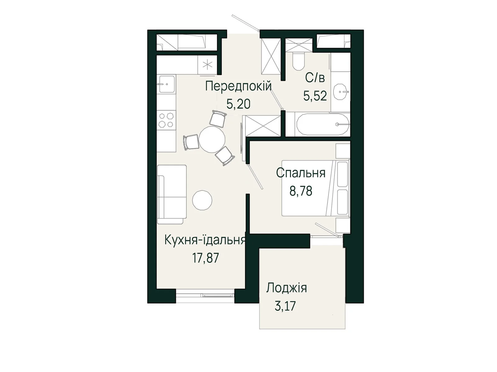 Продається 1-кімнатна квартира 40.54 кв. м у Сокільниках, вул. Героїв Крут - фото 1