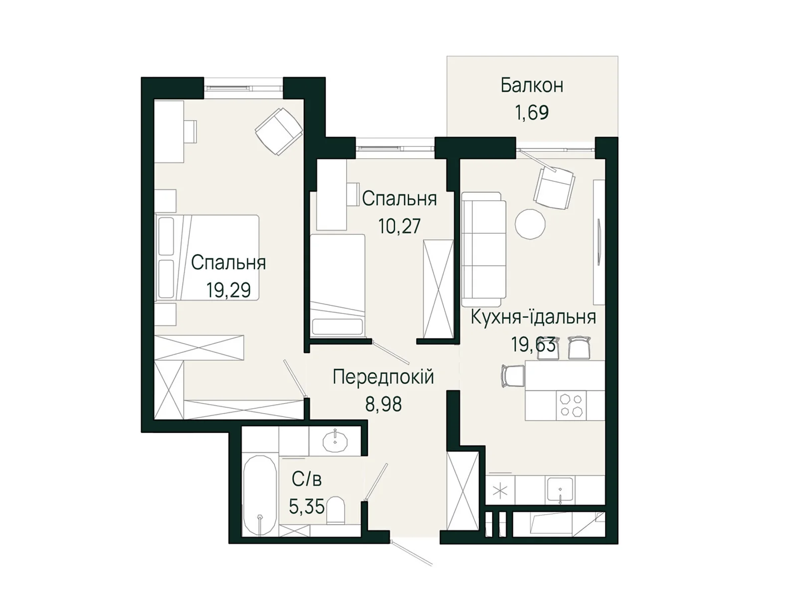 Продається 2-кімнатна квартира 65.21 кв. м у Сокільниках, вул. Героїв Крут - фото 1