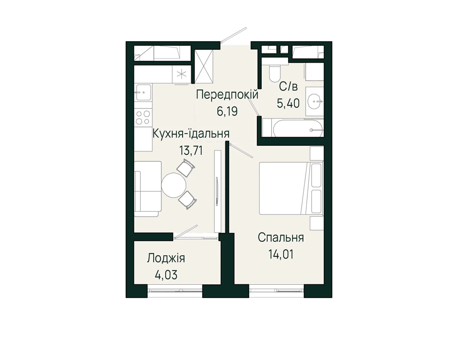 Продается 1-комнатная квартира 43.34 кв. м в Сокольниках, ул. Героев Крут - фото 1