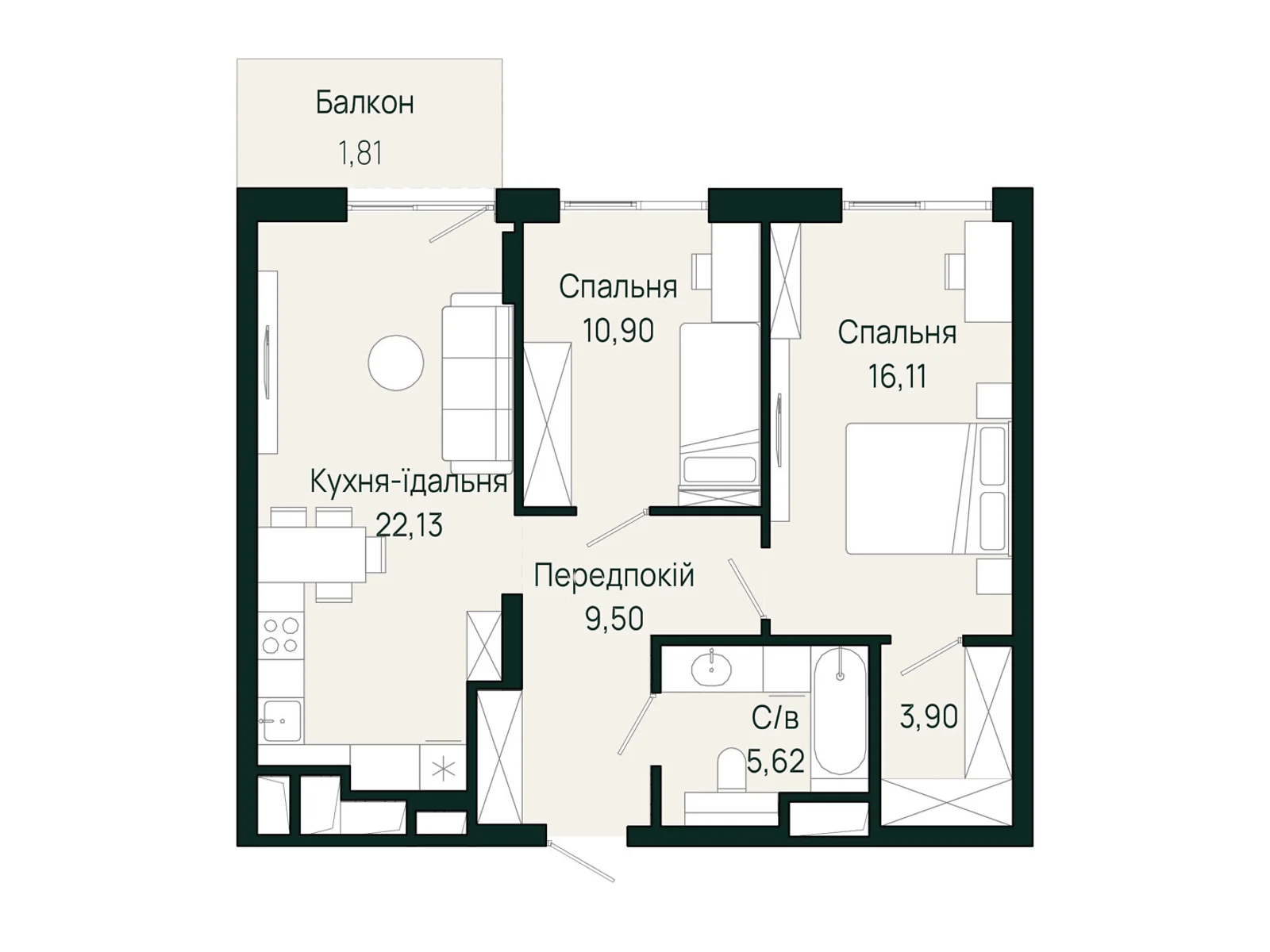 Продается 2-комнатная квартира 69.67 кв. м в Сокольниках, ул. Героев Крут - фото 1