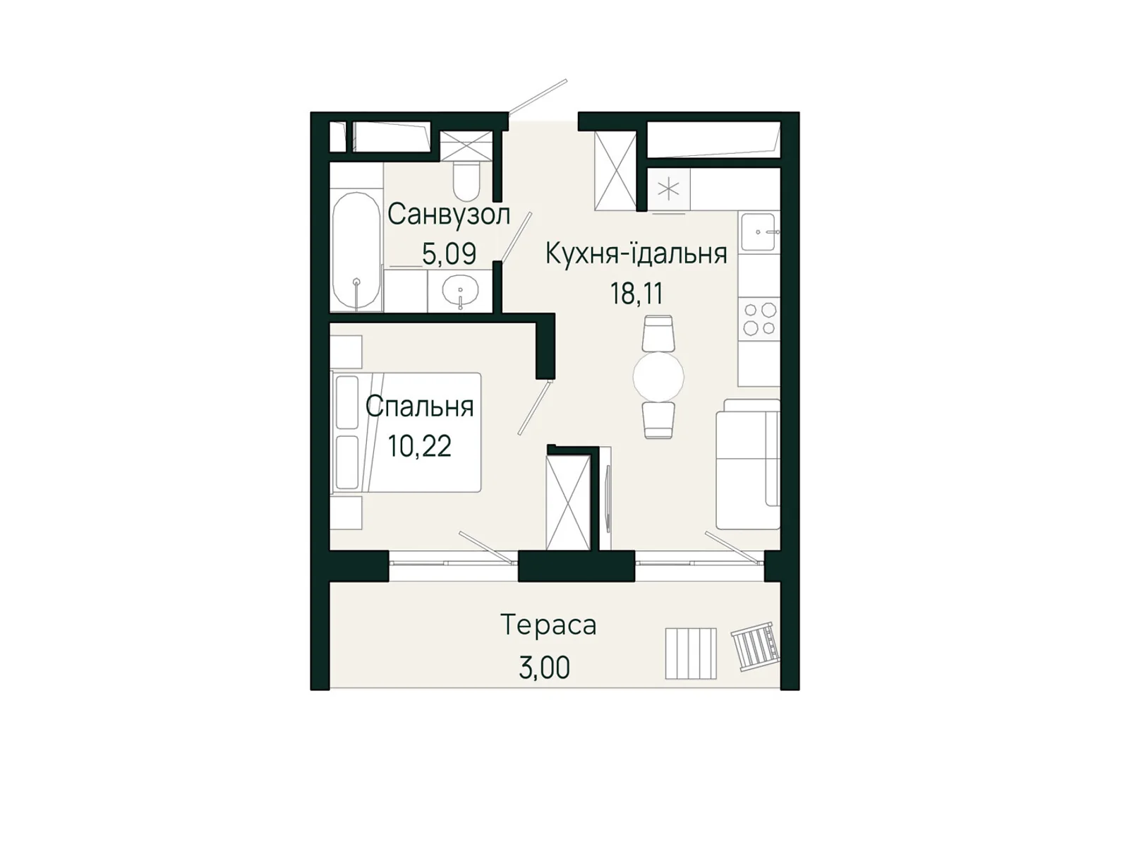 Продається 1-кімнатна квартира 36.42 кв. м у Сокільниках, вул. Героїв Крут - фото 1