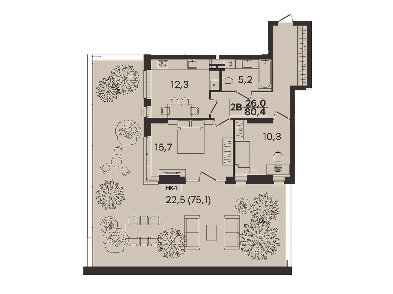 Продается 2-комнатная квартира 80.4 кв. м в Виннице, ул. Келецкая, 1 - фото 1
