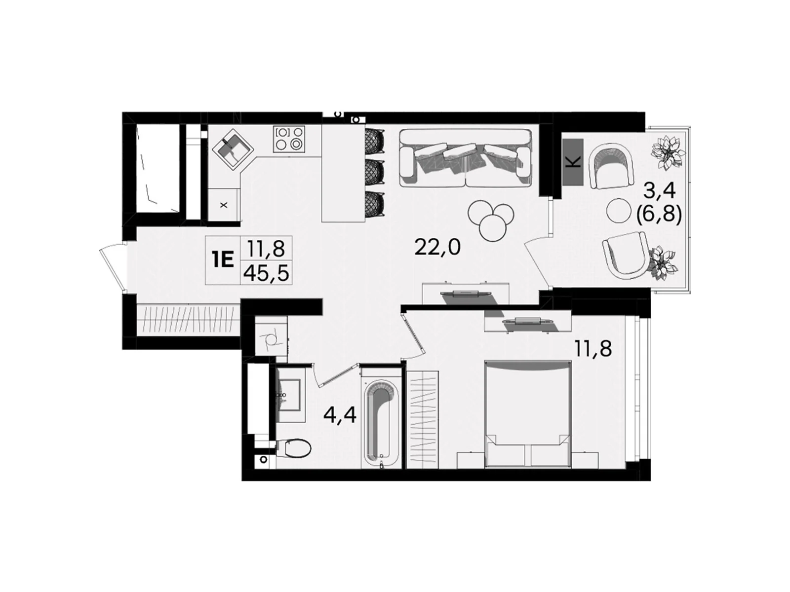 Продається 1-кімнатна квартира 45.5 кв. м у Вінниці, вул. Келецька, 1 - фото 1