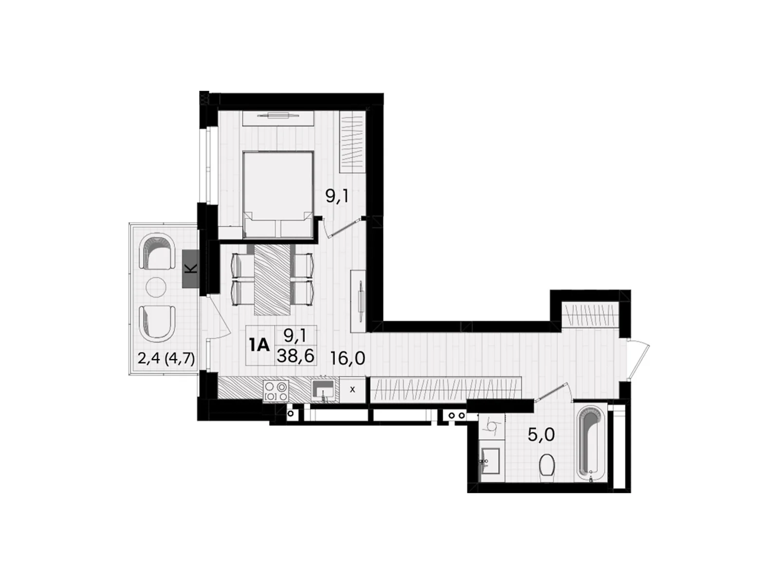 Продається 1-кімнатна квартира 38.6 кв. м у Вінниці, вул. Келецька, 1 - фото 1