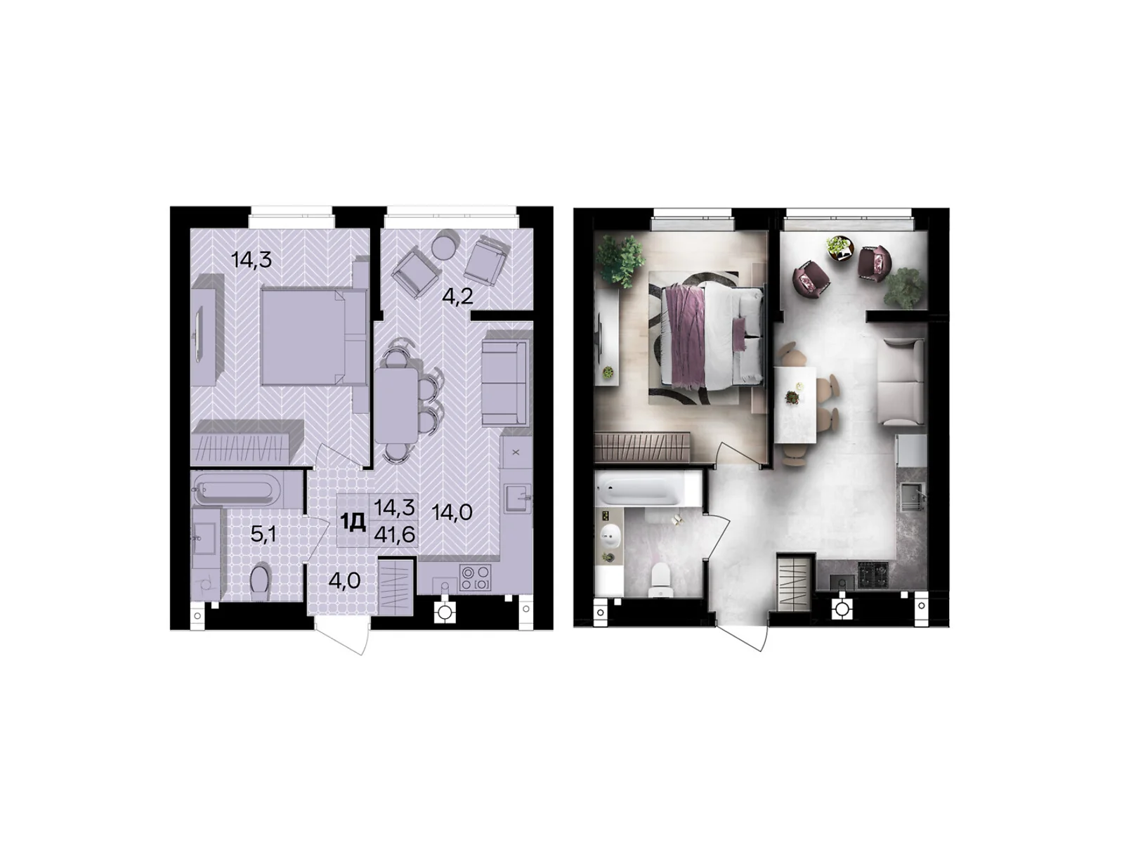 Продается 1-комнатная квартира 41.6 кв. м в Виннице, ул. Левка Лукьяненко(Ватутина), 16Б - фото 1