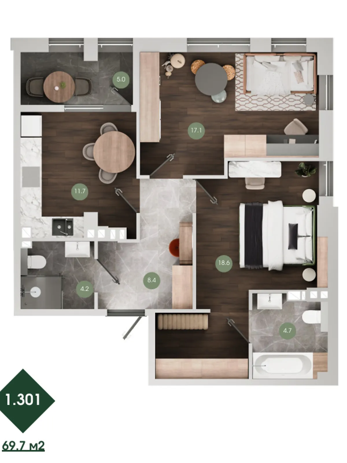 Продається 2-кімнатна квартира 71.2 кв. м у Одесі, цена: 53400 $ - фото 1