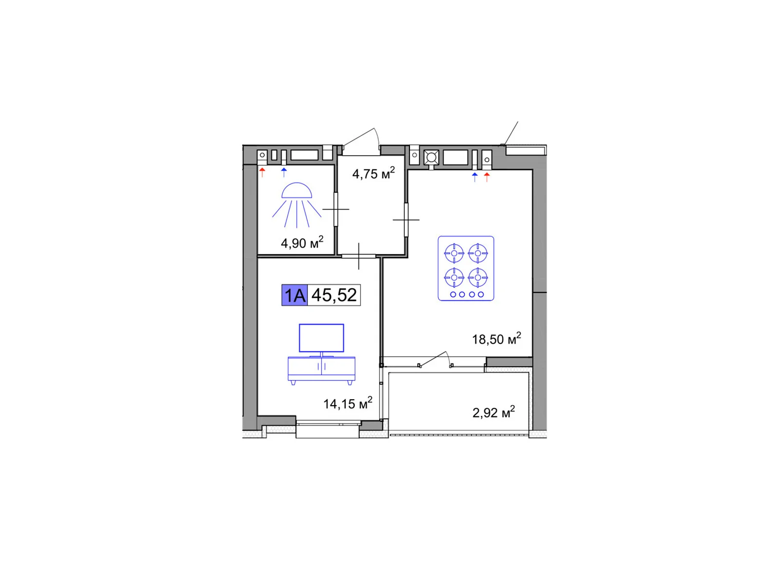 Продается 1-комнатная квартира 45.52 кв. м в Черкассах, ул. Маламужа Александра, 31 - фото 1