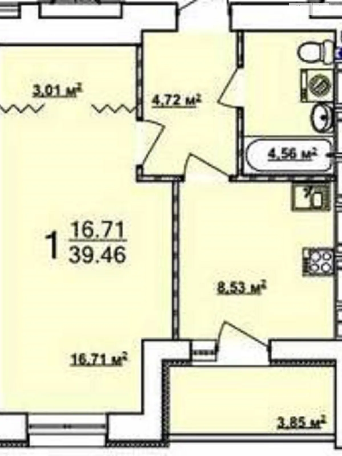 Продается 1-комнатная квартира 39.8 кв. м в Харькове, ул. Мира, 41 - фото 1