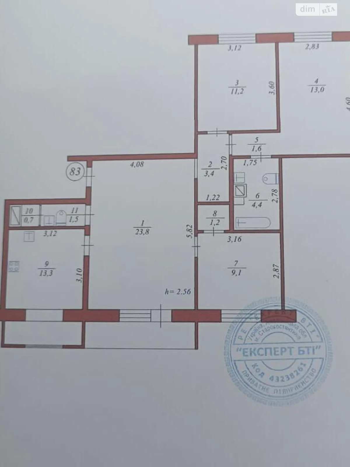 Продается 4-комнатная квартира 84.6 кв. м в, цена: 55000 € - фото 1