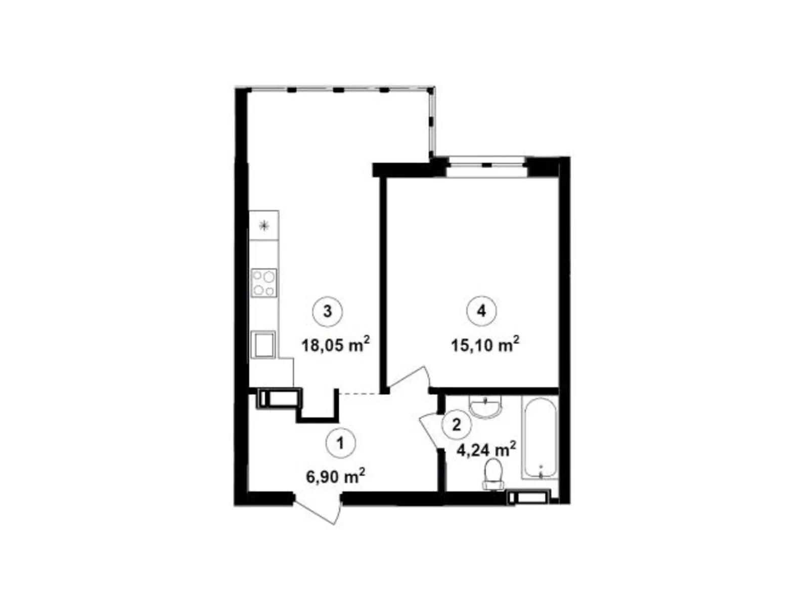 Продается 1-комнатная квартира 44.29 кв. м в Киеве, цена: 80639 $ - фото 1