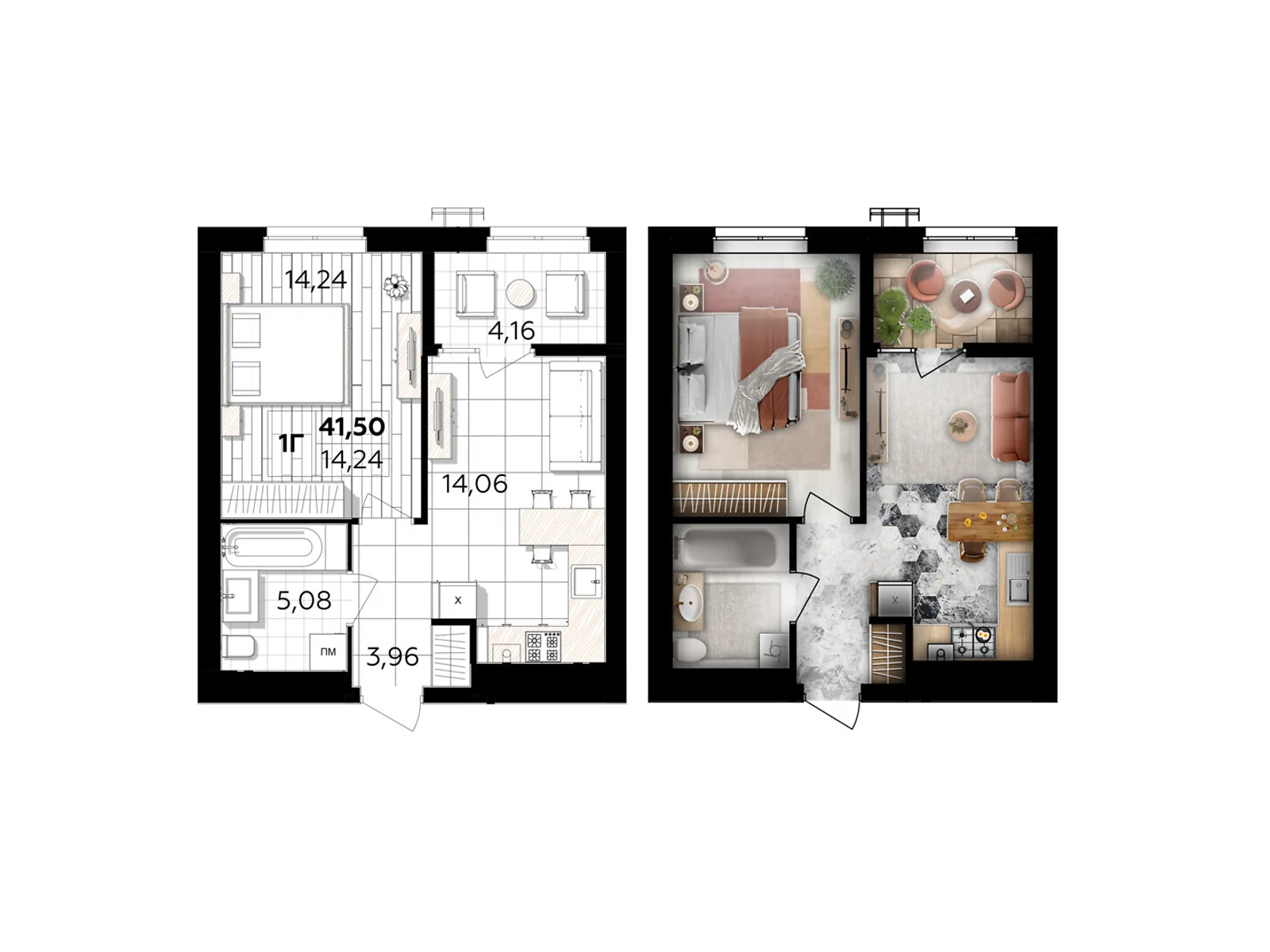 Продается 1-комнатная квартира 41.5 кв. м в Винницких Хуторах, Немировское шоссе, 94Е - фото 1