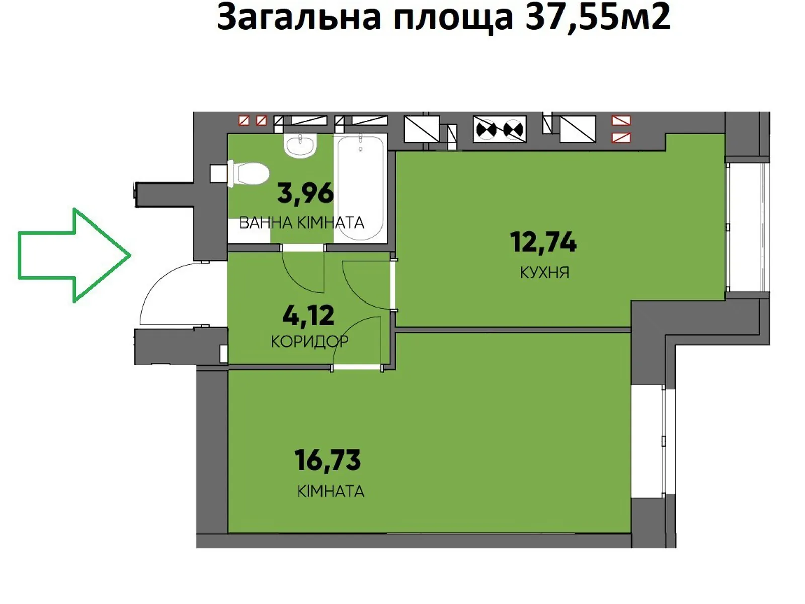 Продається 1-кімнатна квартира 37 кв. м у Бучі, вул. Миколи Мозгового, 2 - фото 1