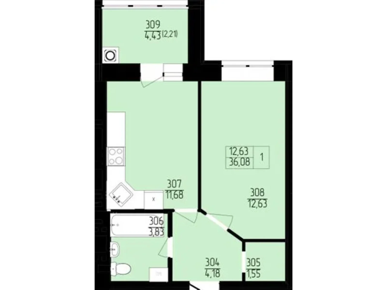 Продается 1-комнатная квартира 36.08 кв. м в Хмельницком, пер. Франко Ивана, 8 - фото 1