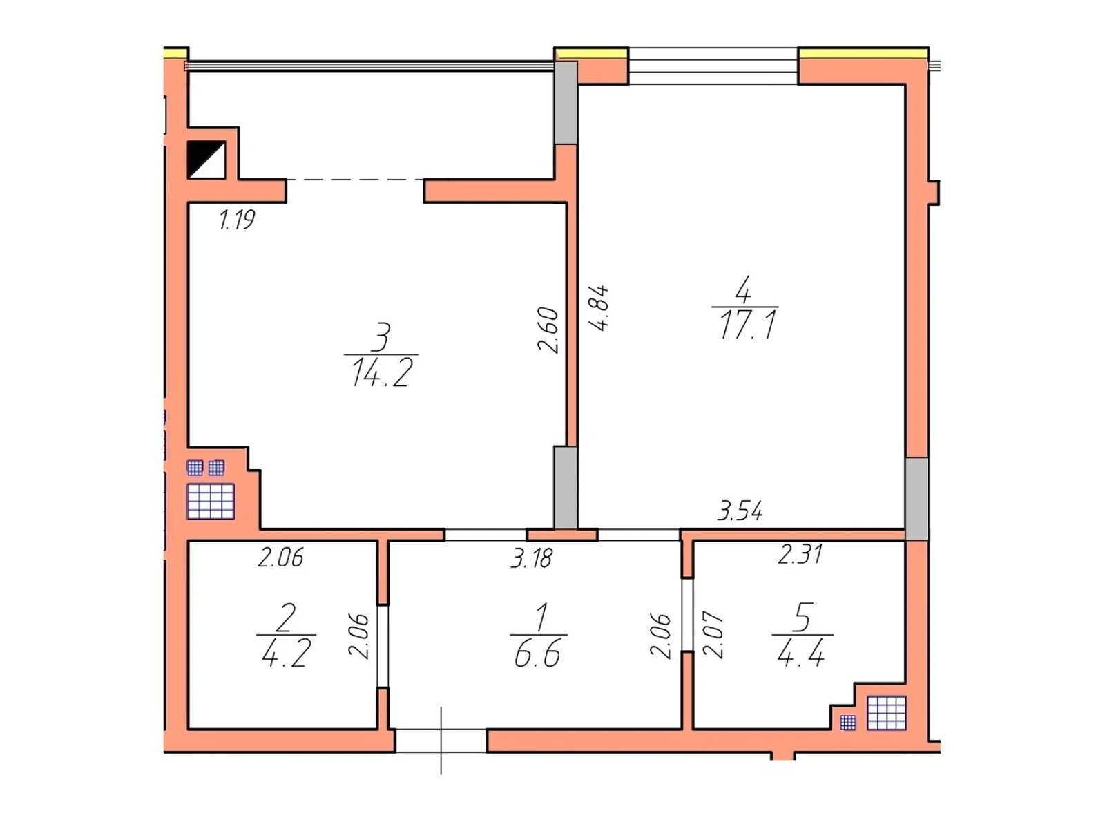 Продается 1-комнатная квартира 50.9 кв. м в Черновцах, ул. Героев Майдана, 194А - фото 1