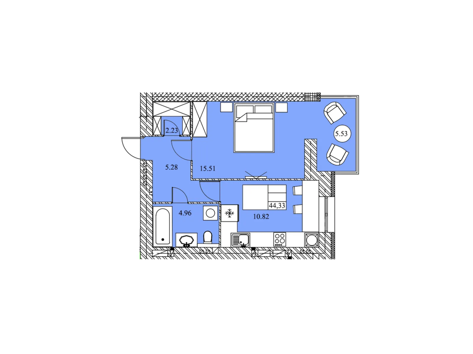 1-кімнатна квартира 44.6 кв. м у Тернополі, вул. Шептицького Андрія Митрополита - фото 1