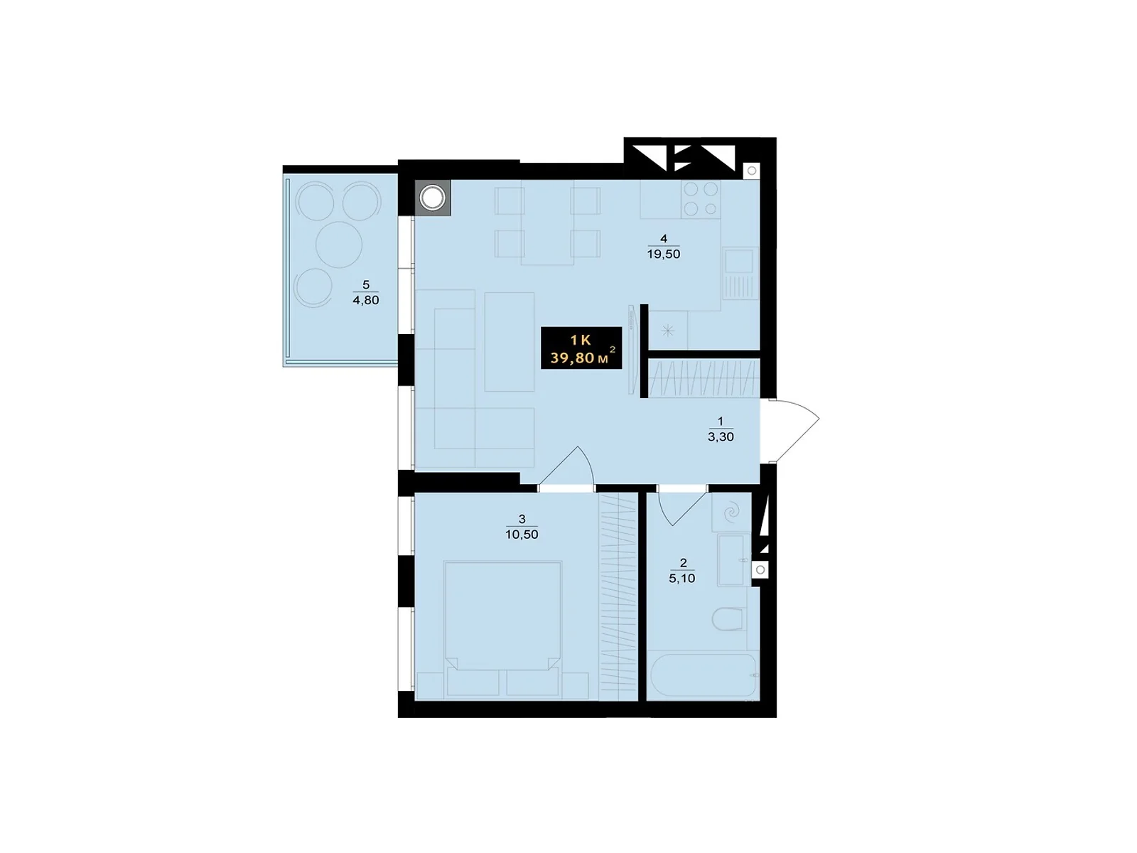 Продається 1-кімнатна квартира 39.8 кв. м у Чернівцях, вул. Олекси Алмазова(Кутузова), 4 - фото 1