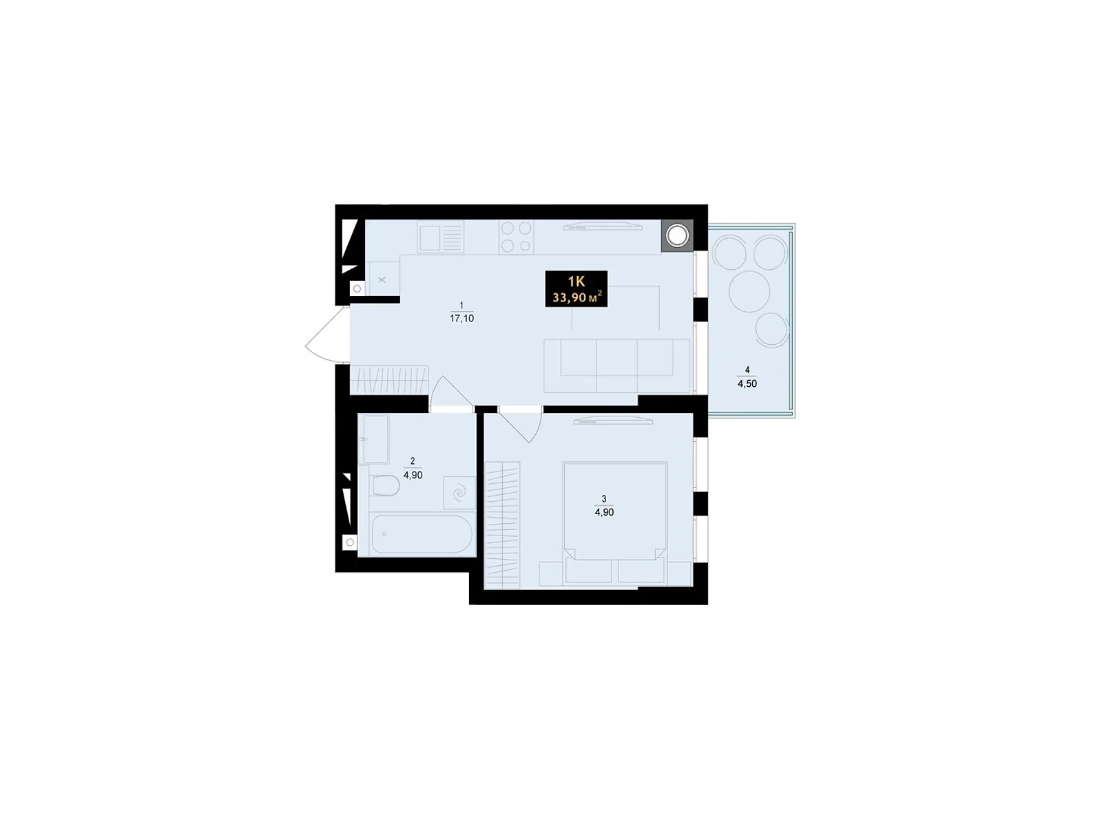 Продається 1-кімнатна квартира 33.9 кв. м у Чернівцях, вул. Олекси Алмазова(Кутузова), 4 - фото 1