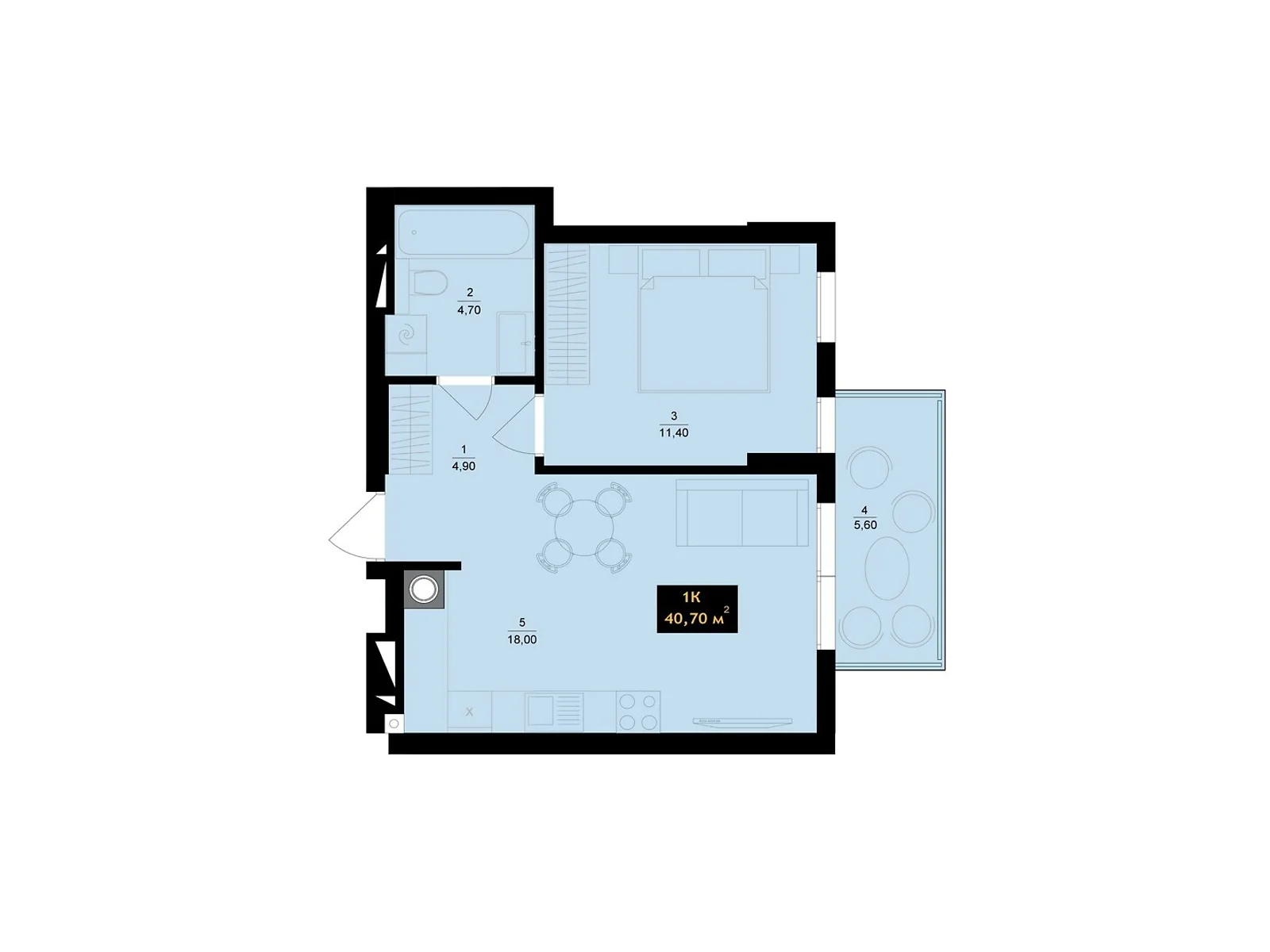 Продается 1-комнатная квартира 40.7 кв. м в Черновцах, ул. Олексы Алмазова(Кутузова), 4 - фото 1