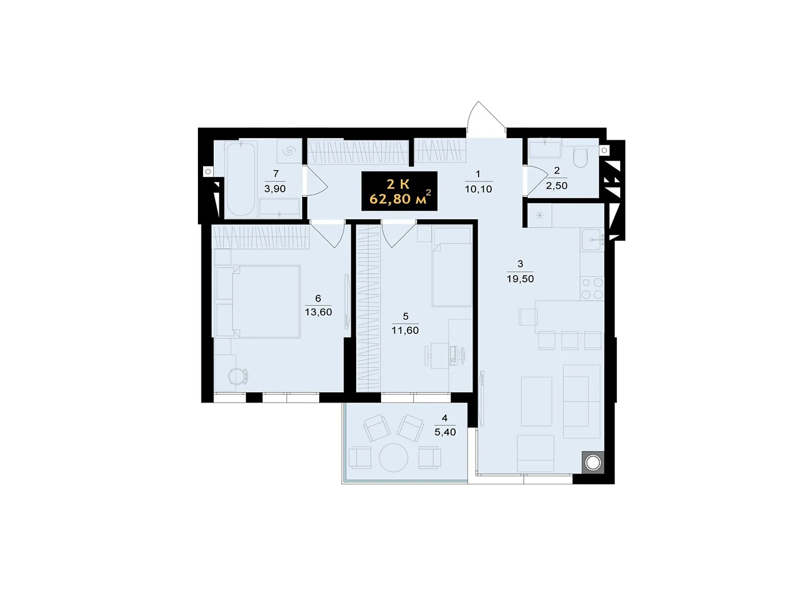 Продается 2-комнатная квартира 62.8 кв. м в Черновцах, ул. Олексы Алмазова(Кутузова), 4 - фото 1