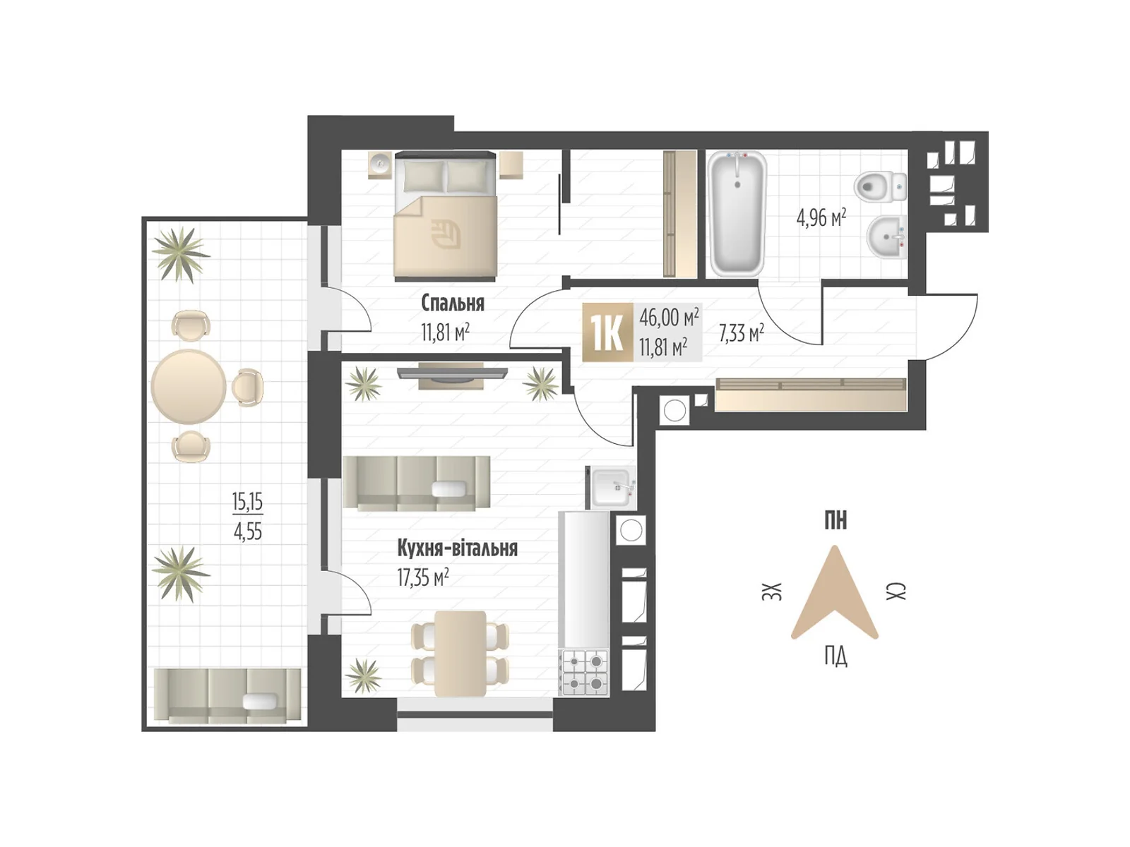 Продається 1-кімнатна квартира 46 кв. м у Львові, цена: 71811 $ - фото 1