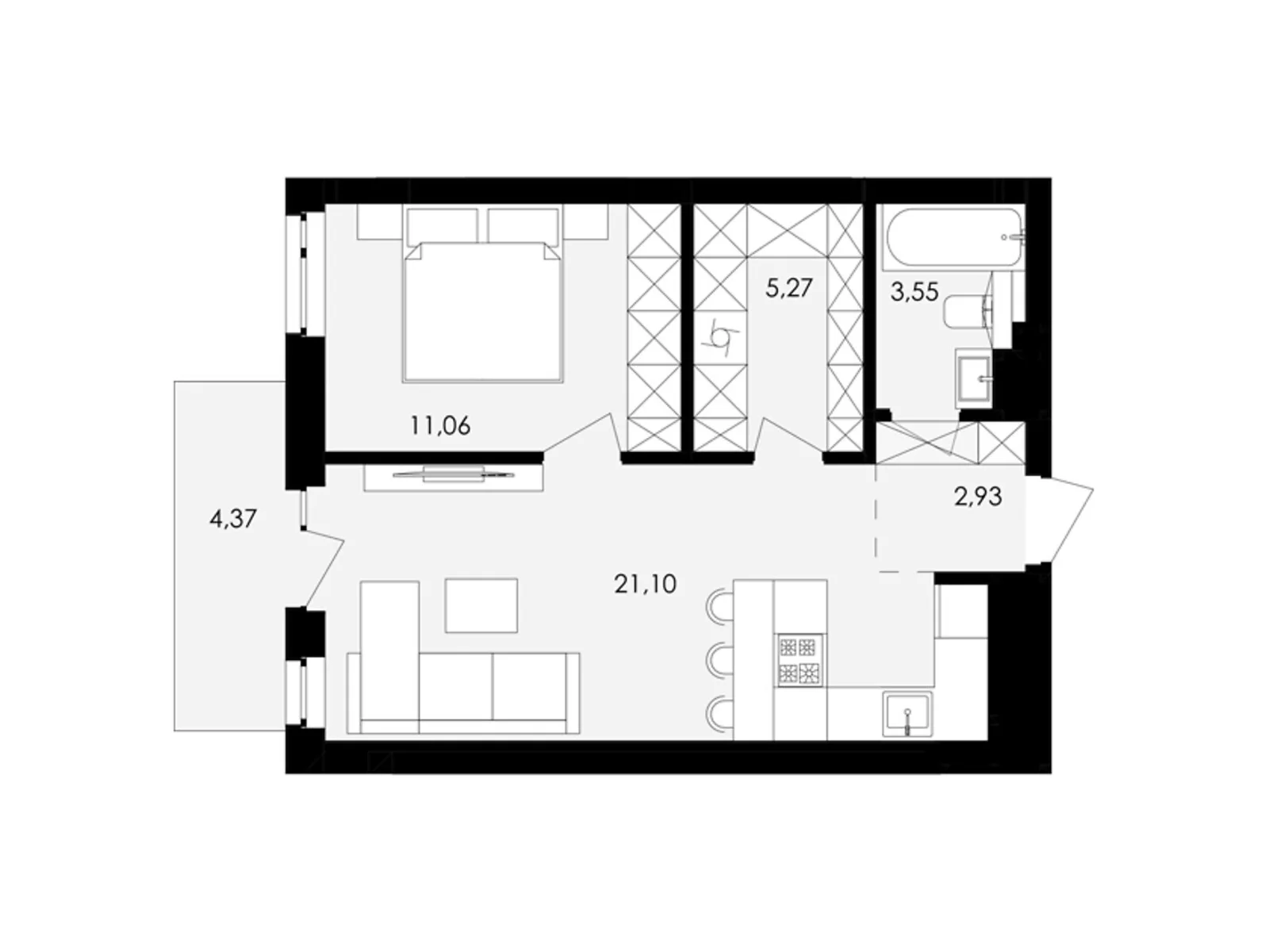 Продается 1-комнатная квартира 45.04 кв. м в Львове, ул. Замарстиновская, 76 - фото 1