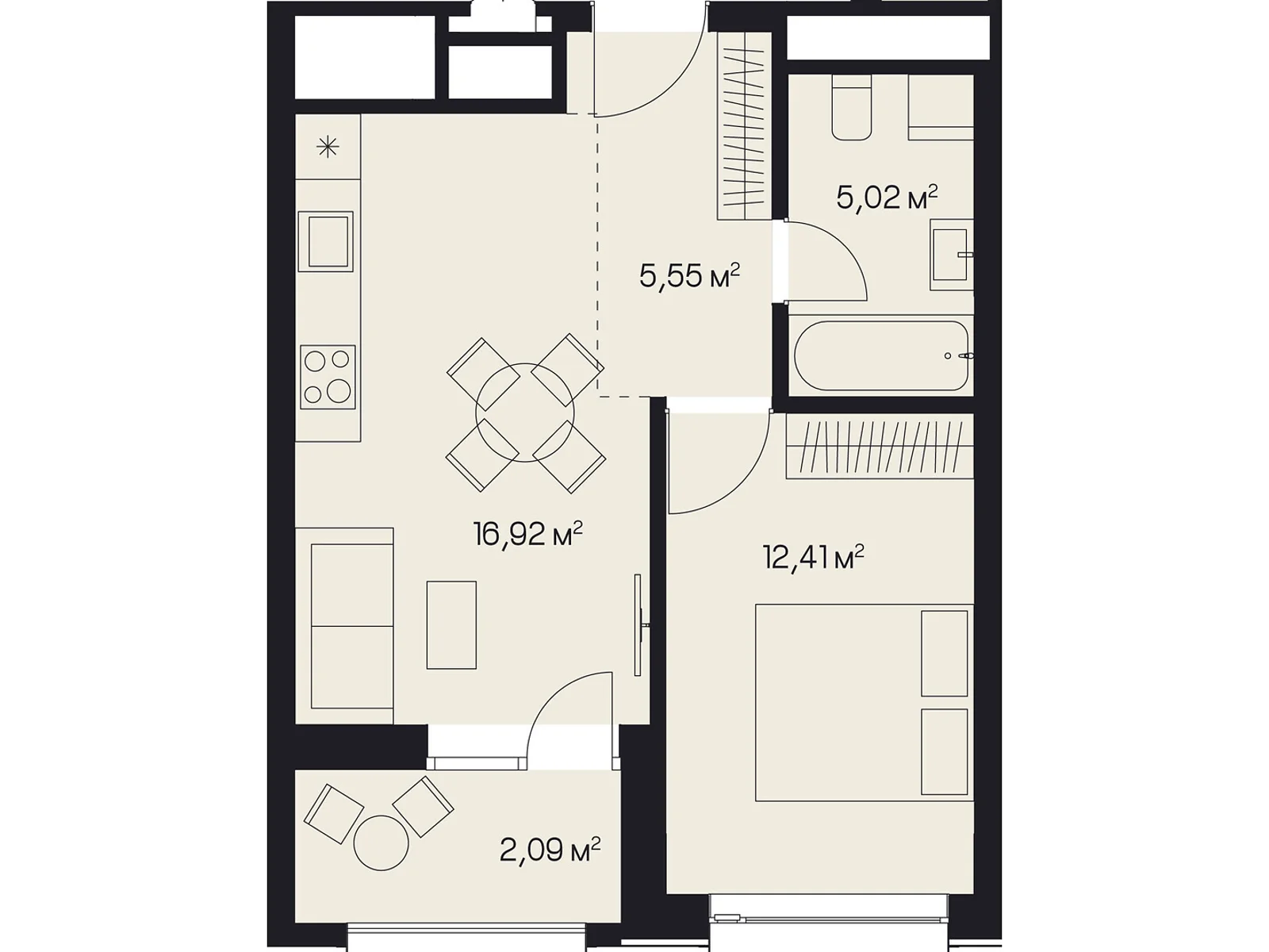 Продается 1-комнатная квартира 41.99 кв. м в Львове, ул. Пимоненко Николая, 9 - фото 1