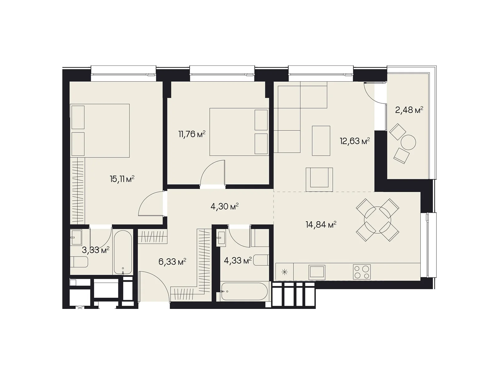 Продается 2-комнатная квартира 75.12 кв. м в Львове, ул. Пимоненко Николая, 9 - фото 1