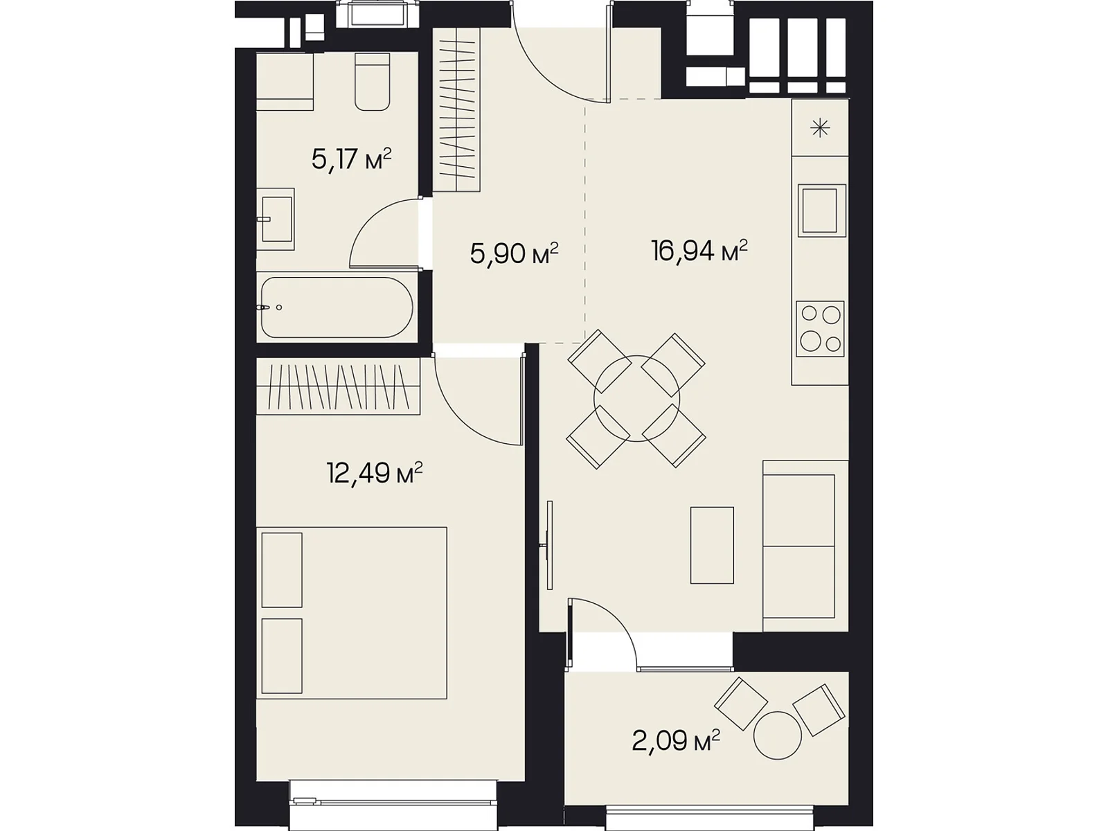 Продается 1-комнатная квартира 42.59 кв. м в Львове, ул. Пимоненко Николая, 9 - фото 1