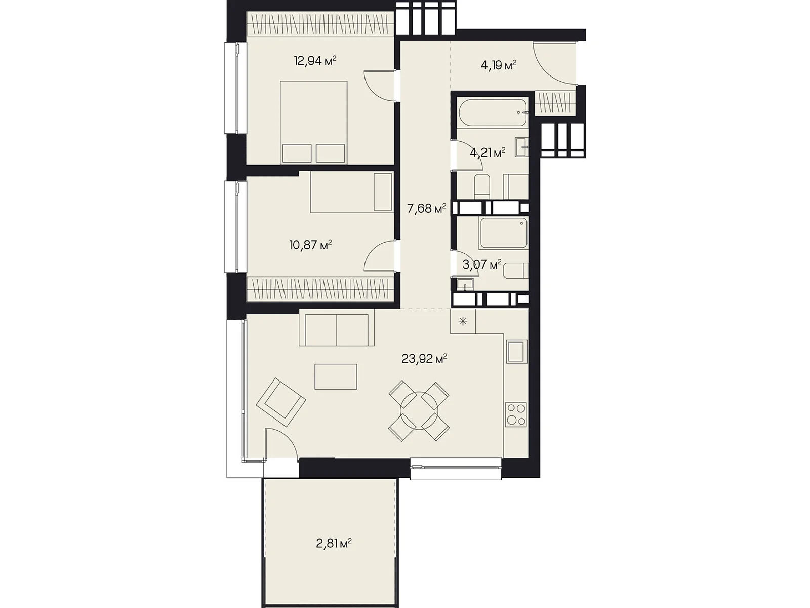 Продается 2-комнатная квартира 69.69 кв. м в Львове, ул. Пимоненко Николая, 9 - фото 1