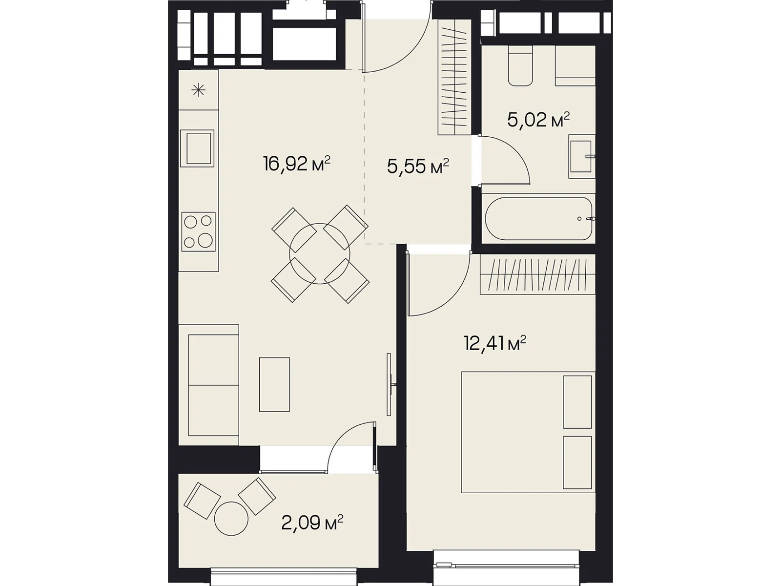 Продается 1-комнатная квартира 41.99 кв. м в Львове, ул. Пимоненко Николая, 9 - фото 1