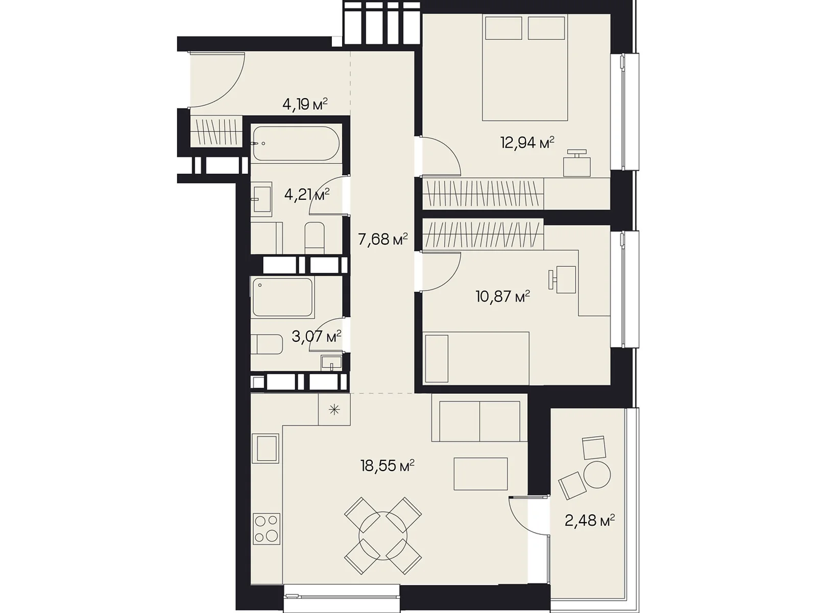 Продается 2-комнатная квартира 64 кв. м в Львове, ул. Пимоненко Николая, 9 - фото 1
