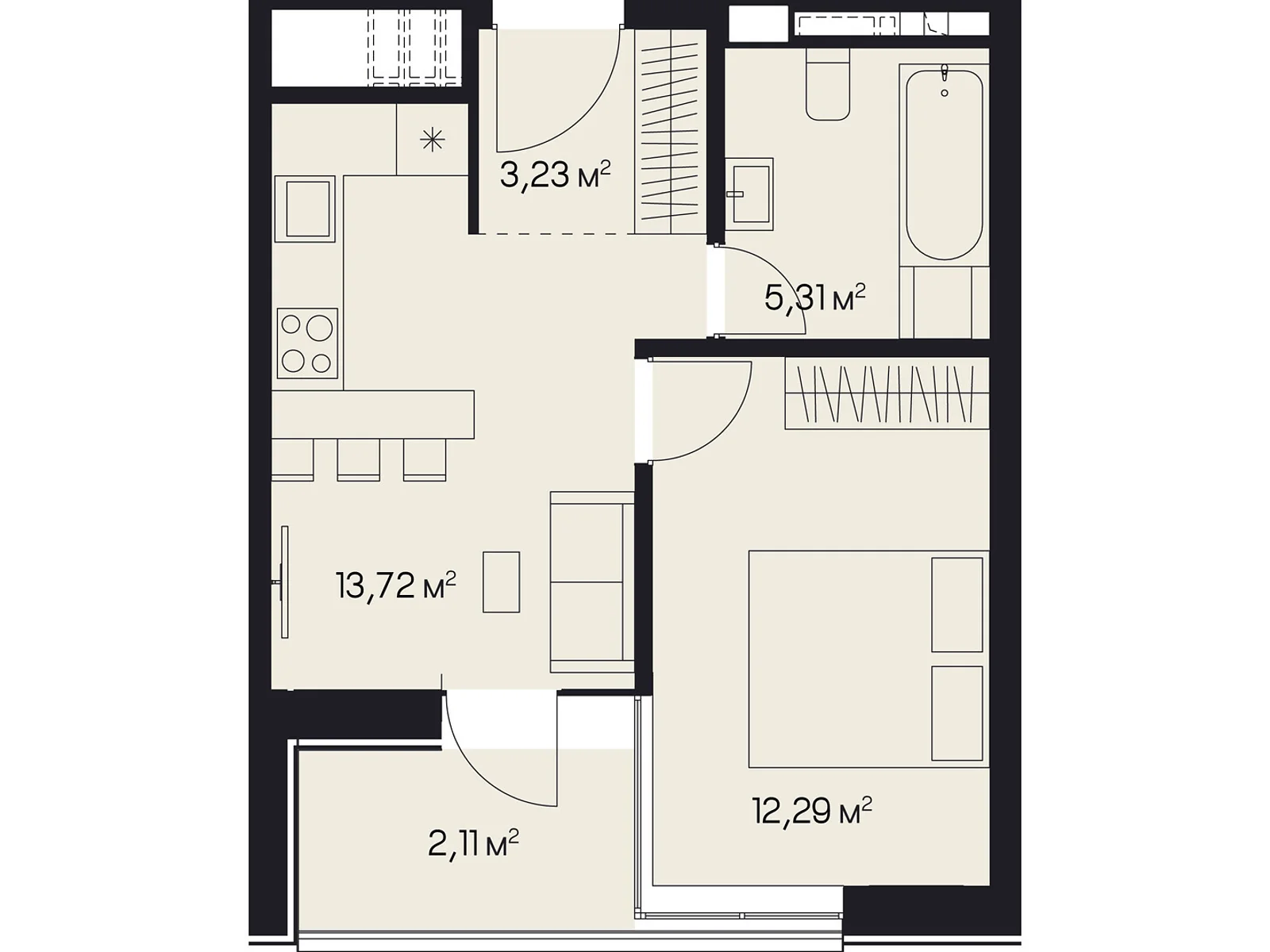 Продается 1-комнатная квартира 36.66 кв. м в Львове, ул. Пимоненко Николая, 9 - фото 1