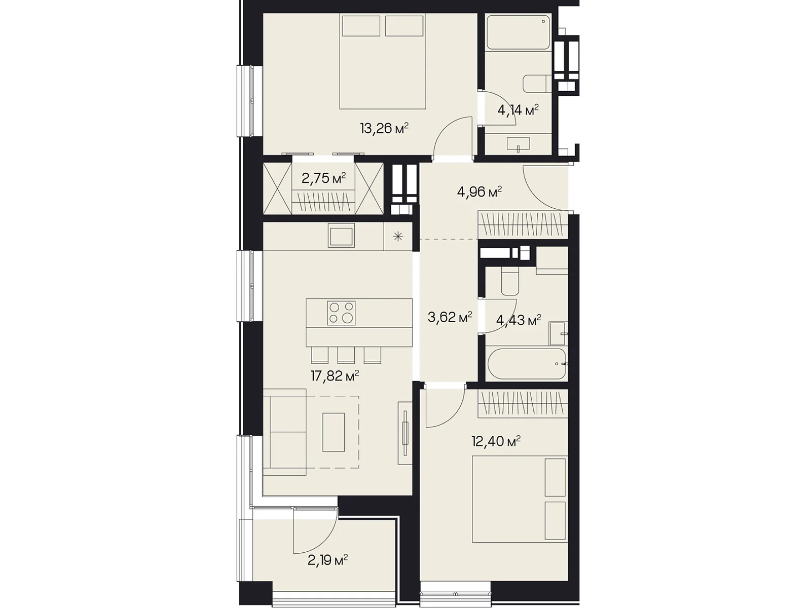 Продается 2-комнатная квартира 65.57 кв. м в Львове, ул. Пимоненко Николая, 9 - фото 1