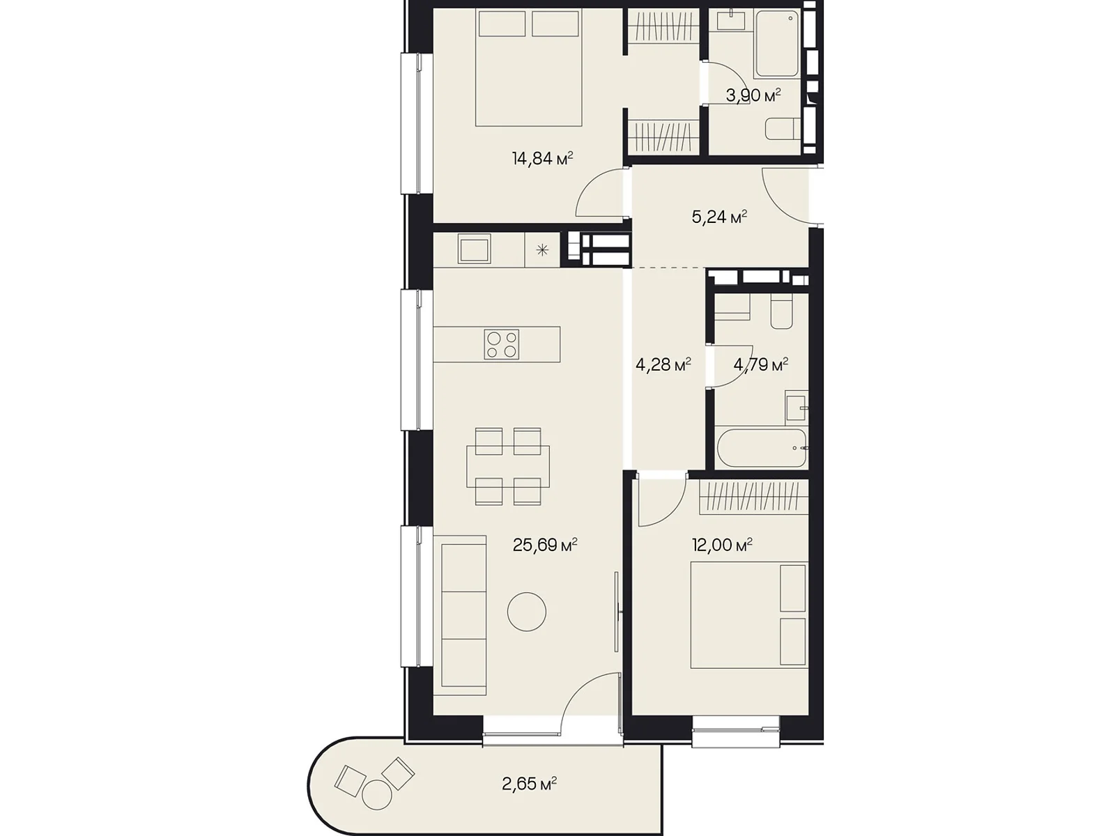 Продается 2-комнатная квартира 73.39 кв. м в Львове, ул. Пимоненко Николая, 9 - фото 1