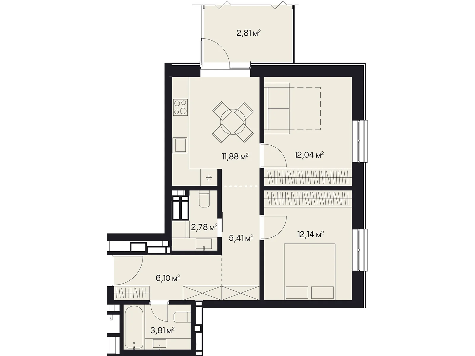 Продается 2-комнатная квартира 56.97 кв. м в Львове, ул. Пимоненко Николая, 9 - фото 1