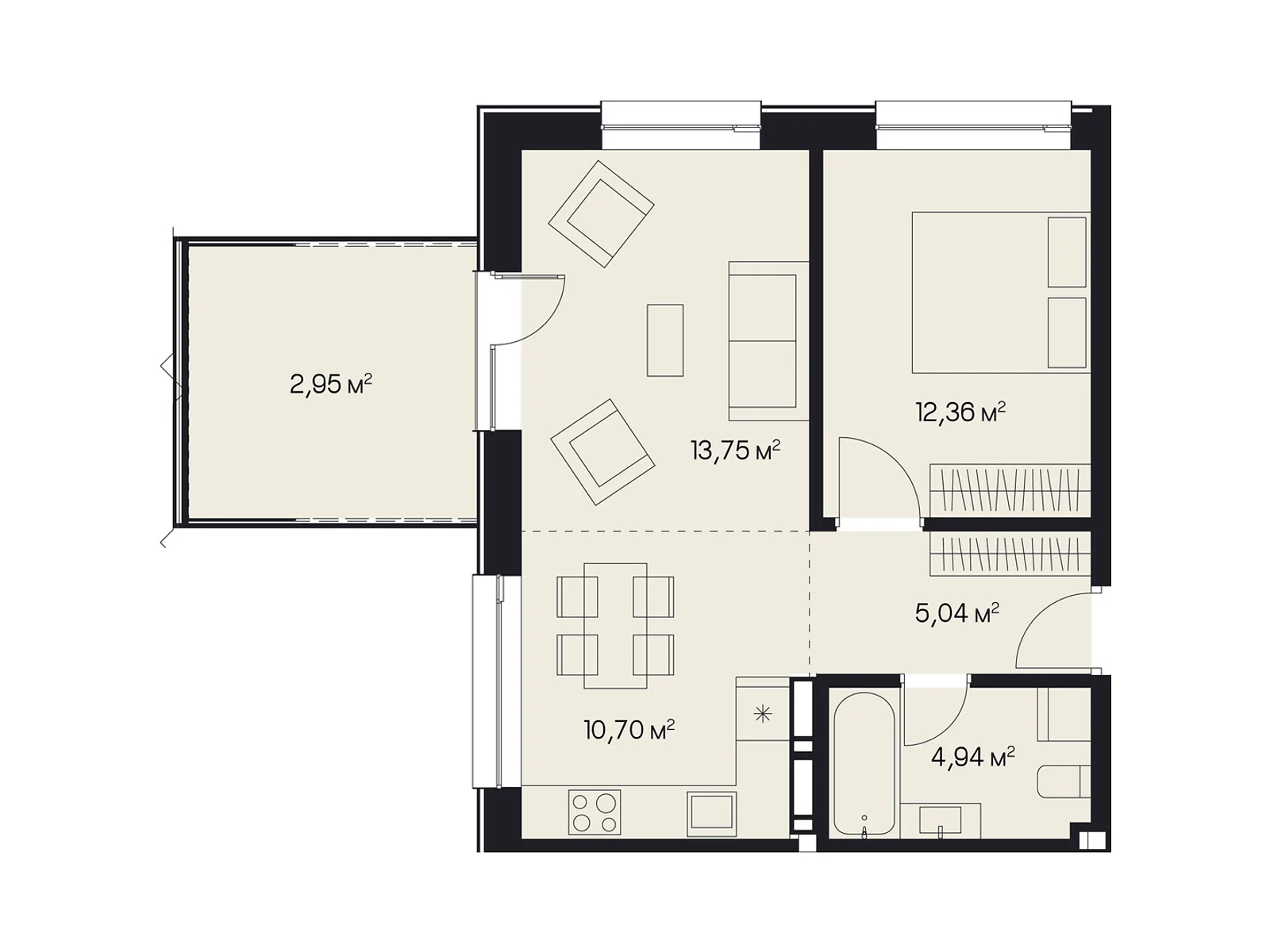 Продается 1-комнатная квартира 49.75 кв. м в Львове, ул. Пимоненко Николая, 9 - фото 1