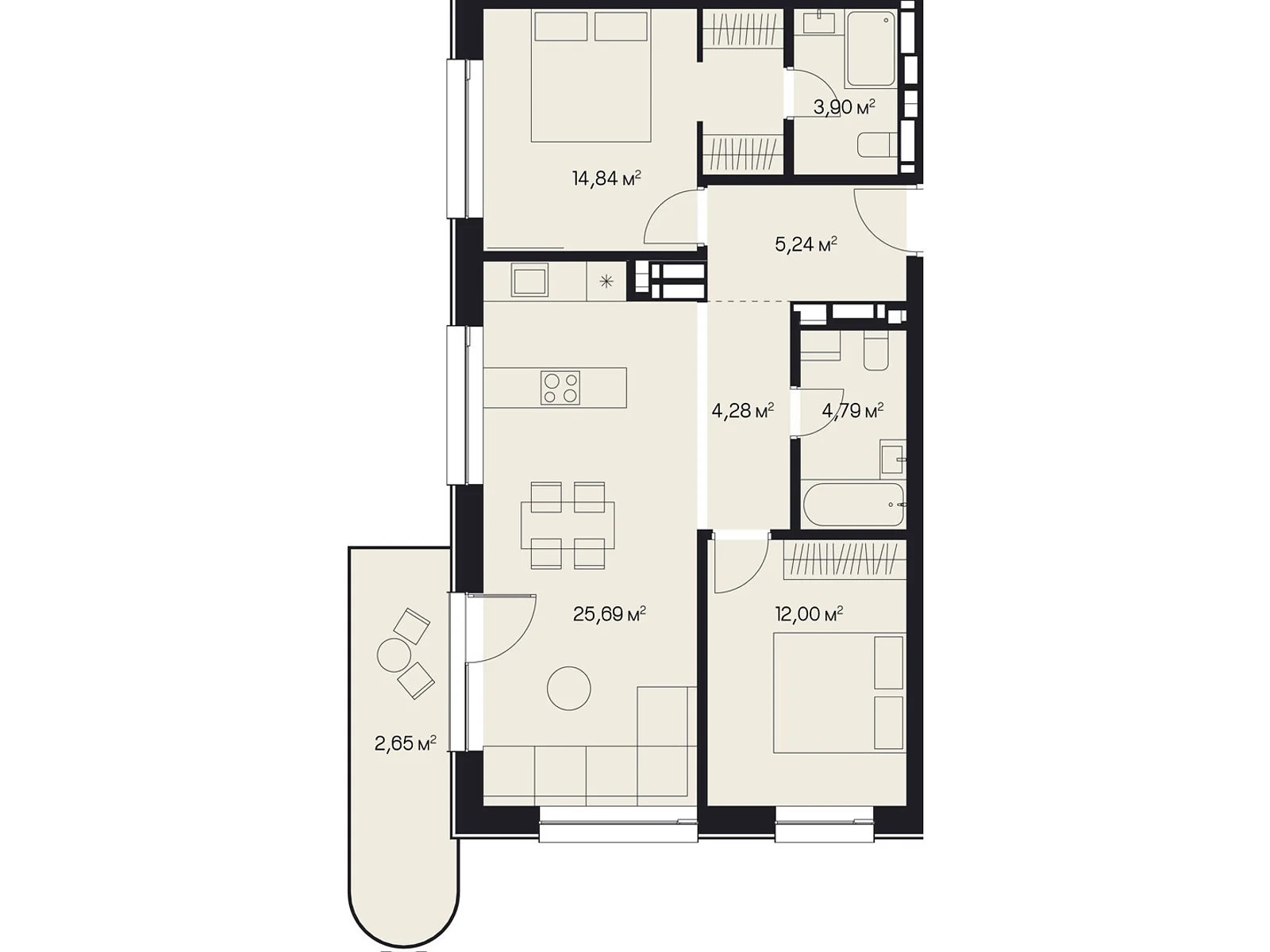 Продается 2-комнатная квартира 73.39 кв. м в Львове, ул. Пимоненко Николая, 9 - фото 1