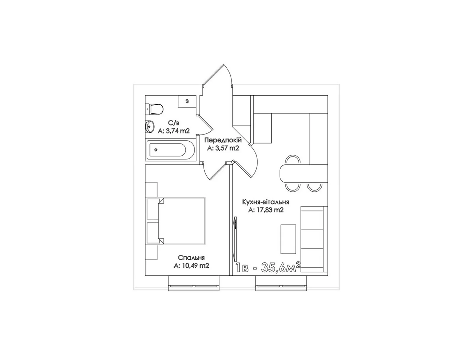 Продається 1-кімнатна квартира 35.6 кв. м у Ірпені, вул. Соборна(ІІІ Інтернаціоналу), 31-35 - фото 1