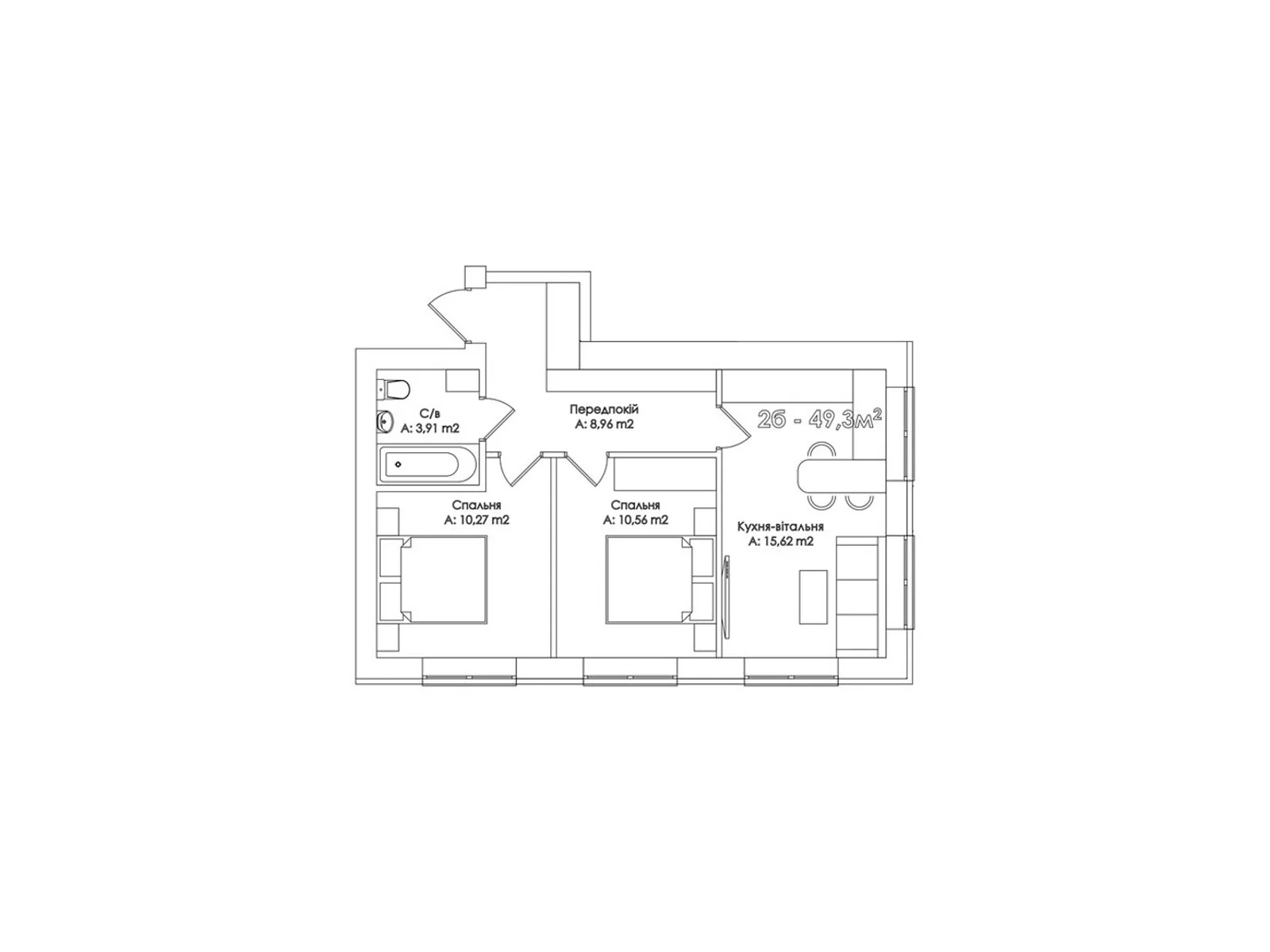Продається 2-кімнатна квартира 49.3 кв. м у Ірпені, вул. Соборна(ІІІ Інтернаціоналу), 31-35 - фото 1