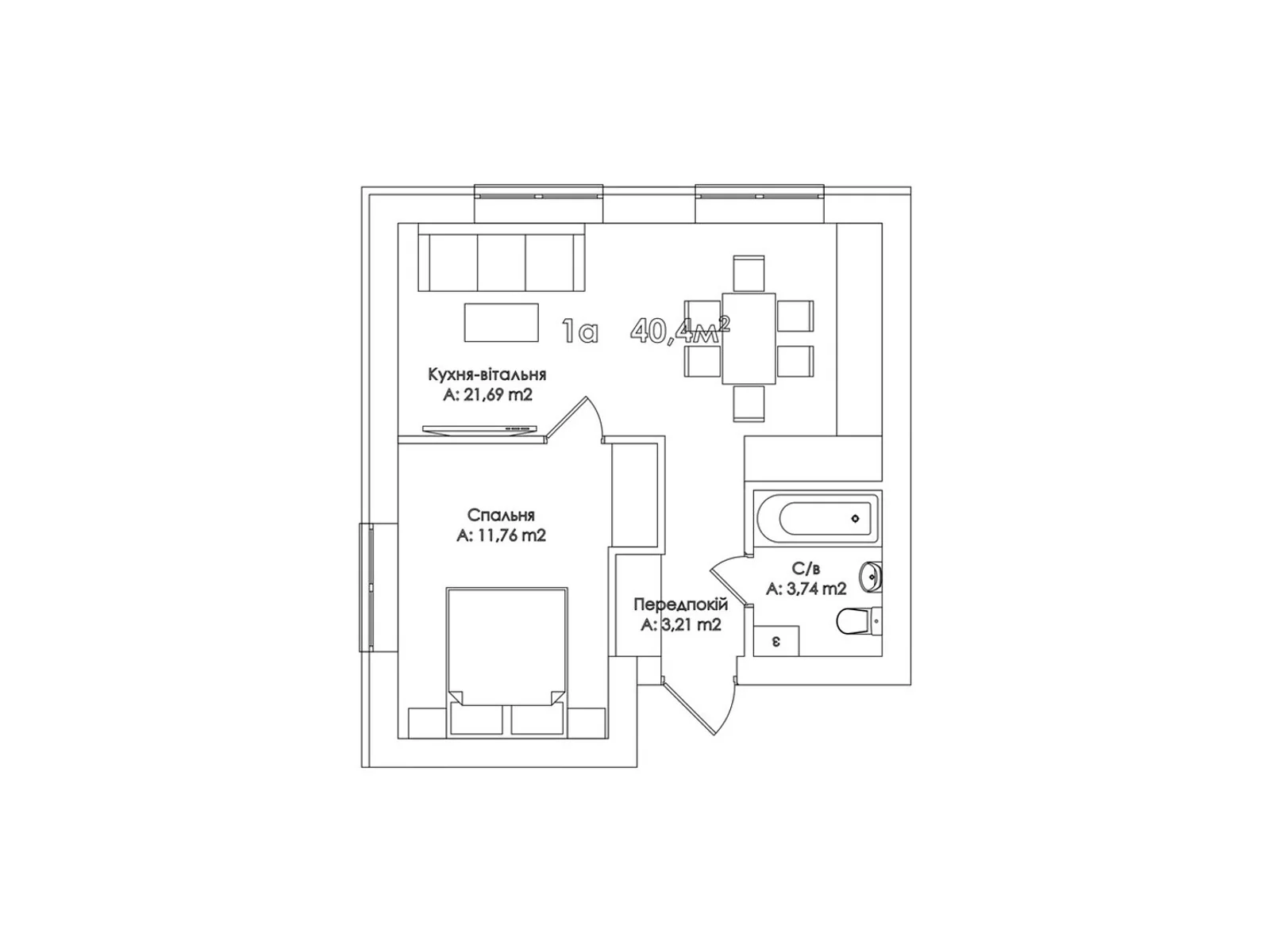 Продається 1-кімнатна квартира 40.4 кв. м у Ірпені, вул. Соборна(ІІІ Інтернаціоналу), 31-35 - фото 1