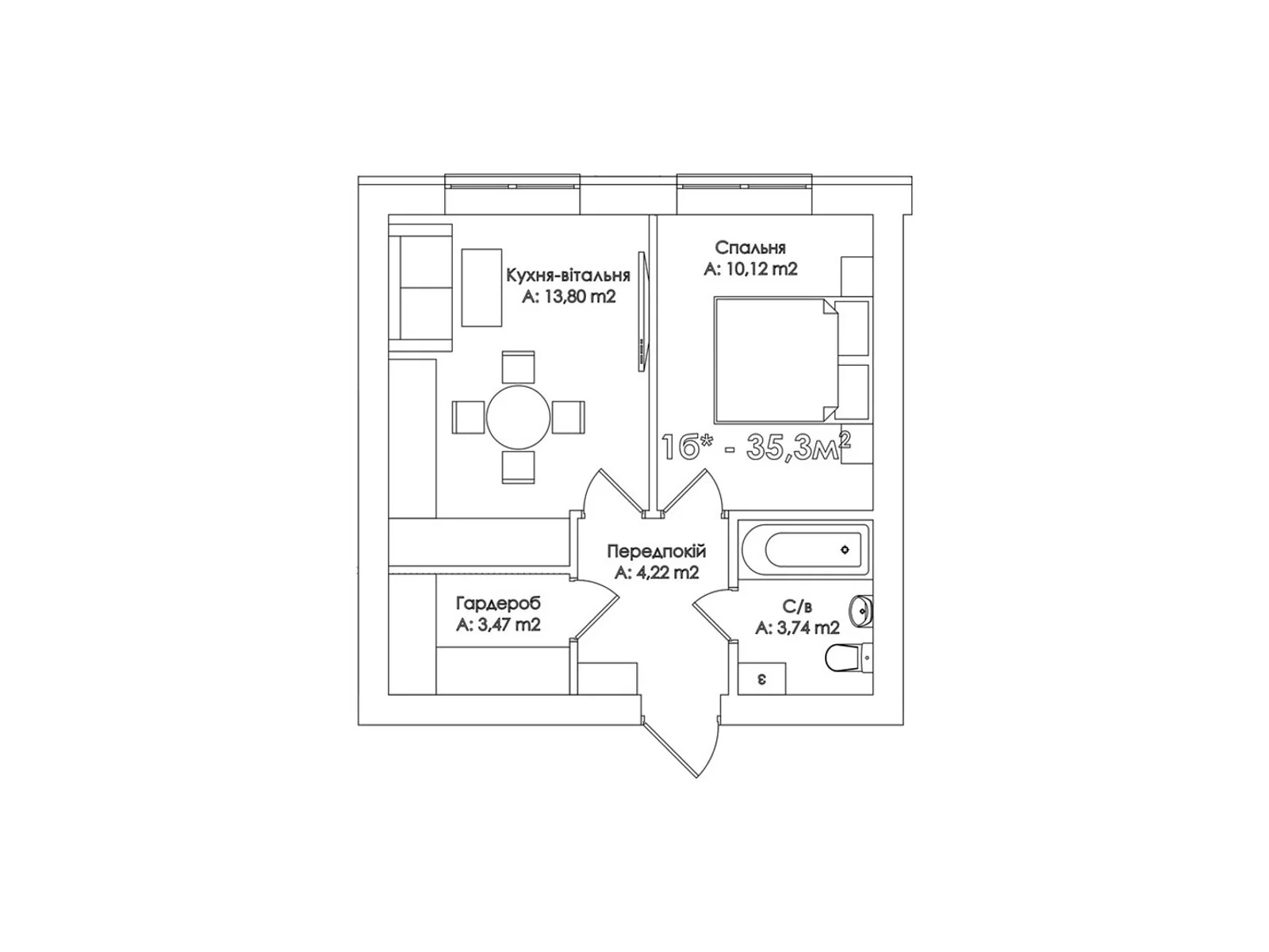 Продається 1-кімнатна квартира 35.3 кв. м у Ірпені, вул. Соборна(ІІІ Інтернаціоналу), 31-35 - фото 1