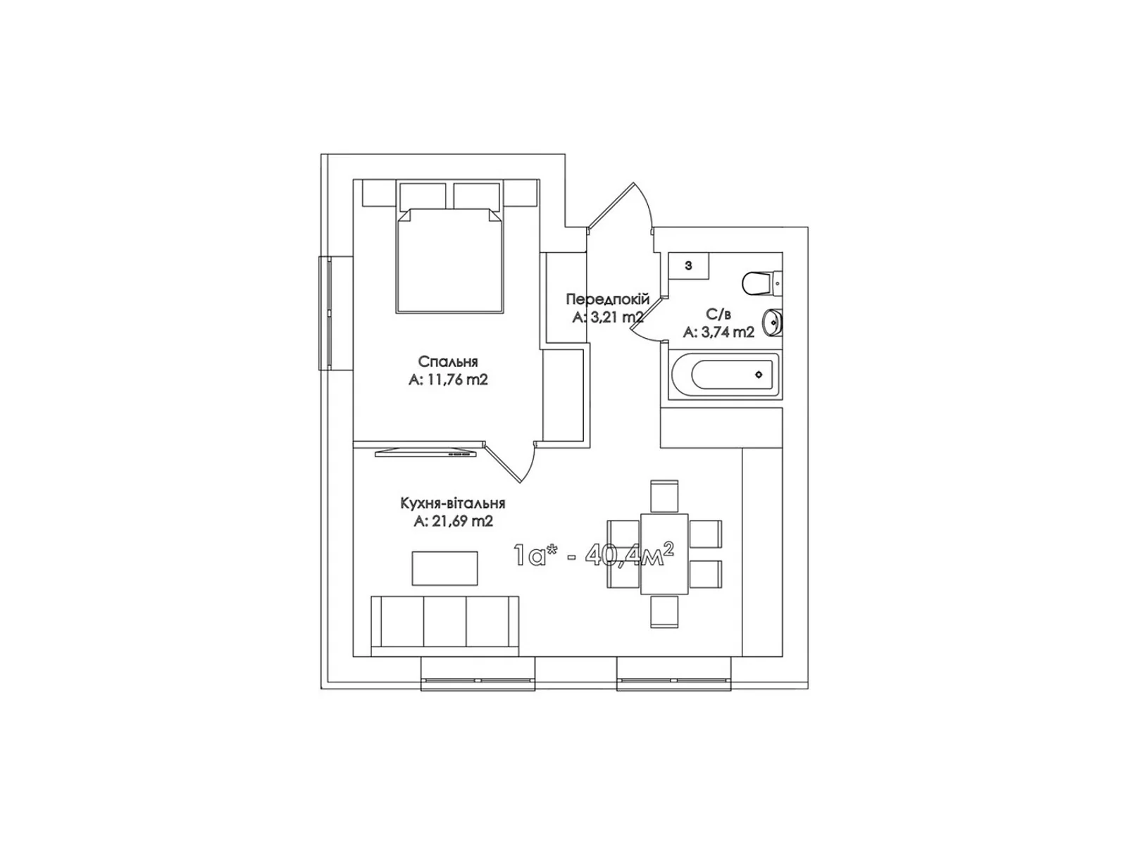 Продається 1-кімнатна квартира 40.4 кв. м у Ірпені, вул. Соборна(ІІІ Інтернаціоналу), 31-35 - фото 1