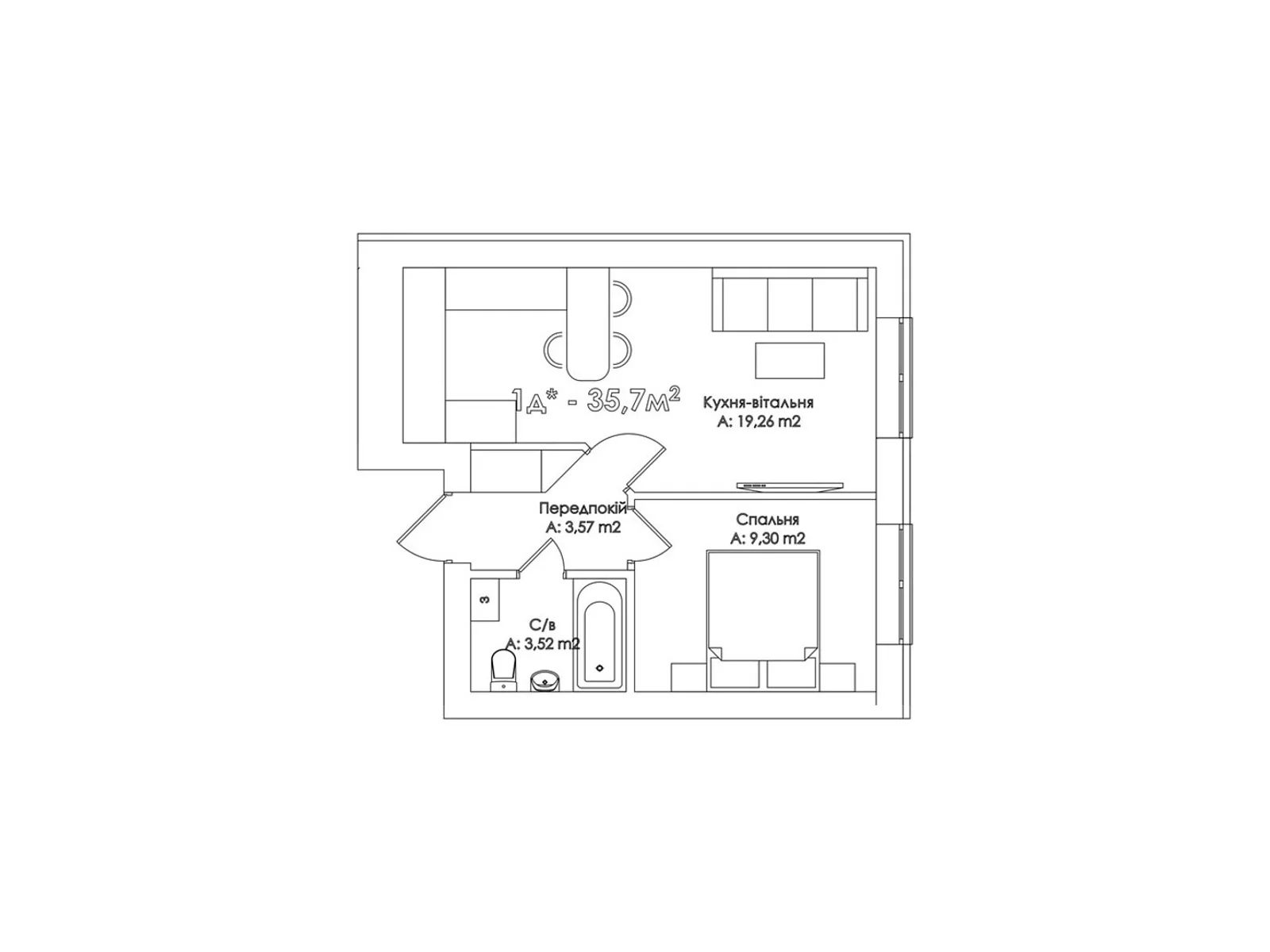 Продається 1-кімнатна квартира 35.7 кв. м у Ірпені, вул. Соборна(ІІІ Інтернаціоналу), 31-35 - фото 1