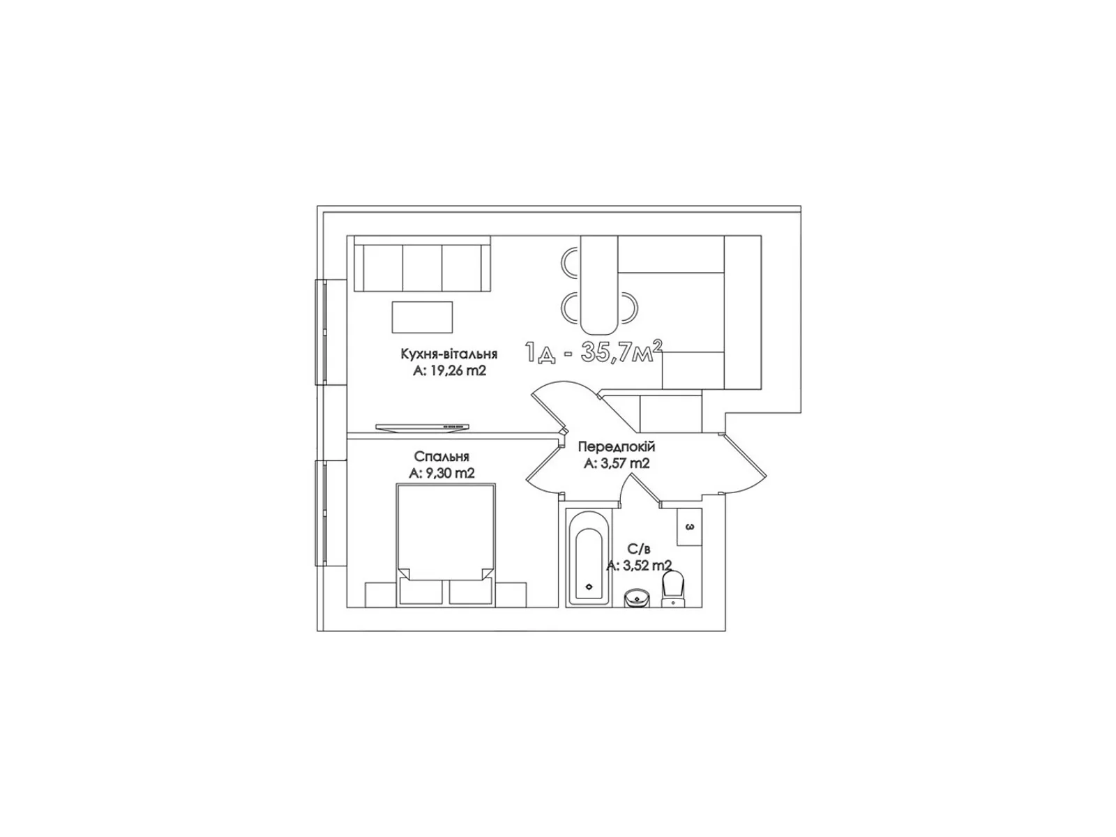 Продається 1-кімнатна квартира 35.7 кв. м у Ірпені, вул. Соборна(ІІІ Інтернаціоналу), 31-35 - фото 1