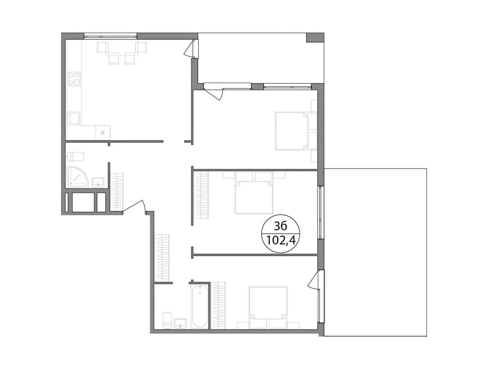 Продается 3-комнатная квартира 102.4 кв. м в Брюховичах, ул. Широкая, 22 - фото 1