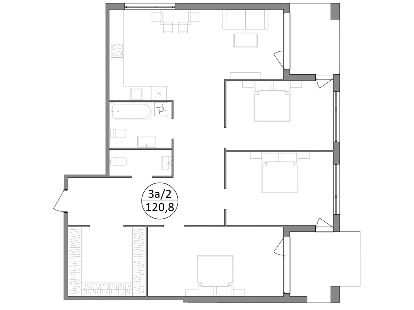 Продается 3-комнатная квартира 120.8 кв. м в Брюховичах, ул. Широкая, 22 - фото 1